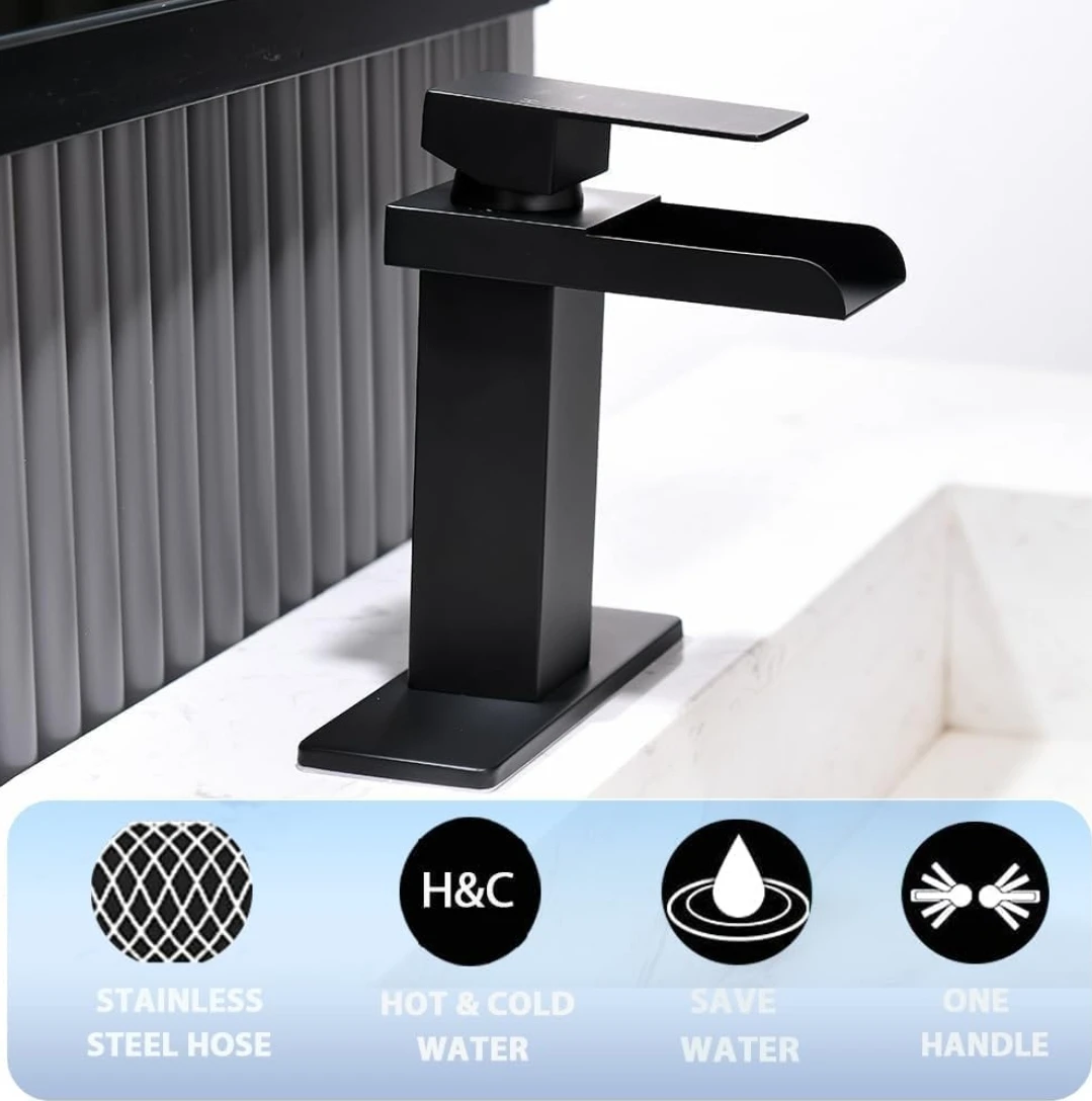 VSUNHOO Black Waterfall Bathroom Faucet BF009B - photo 5
