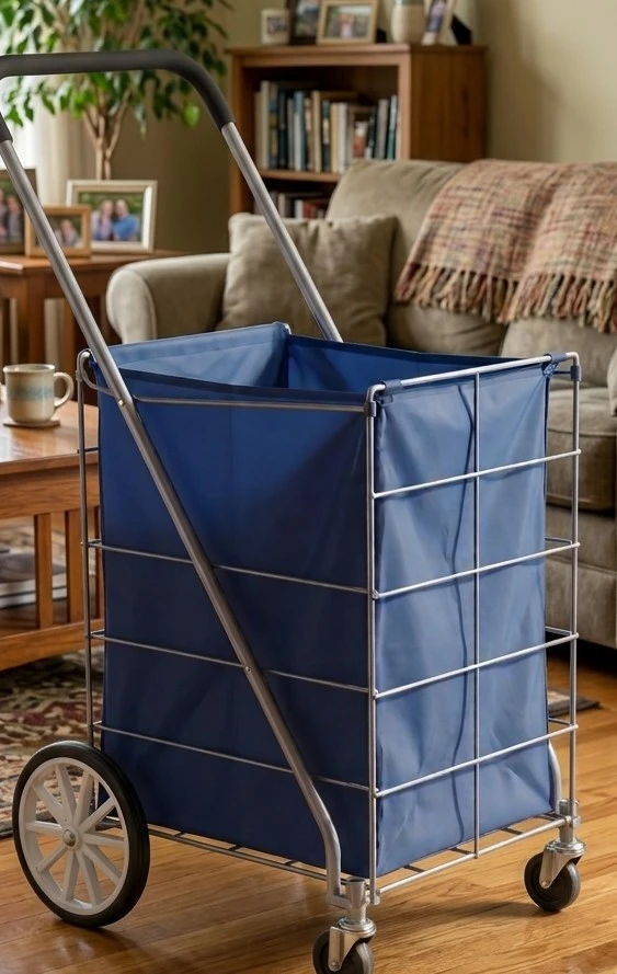 Mainstays heavy duty folding Blue Shopping Cart with Metal Frame