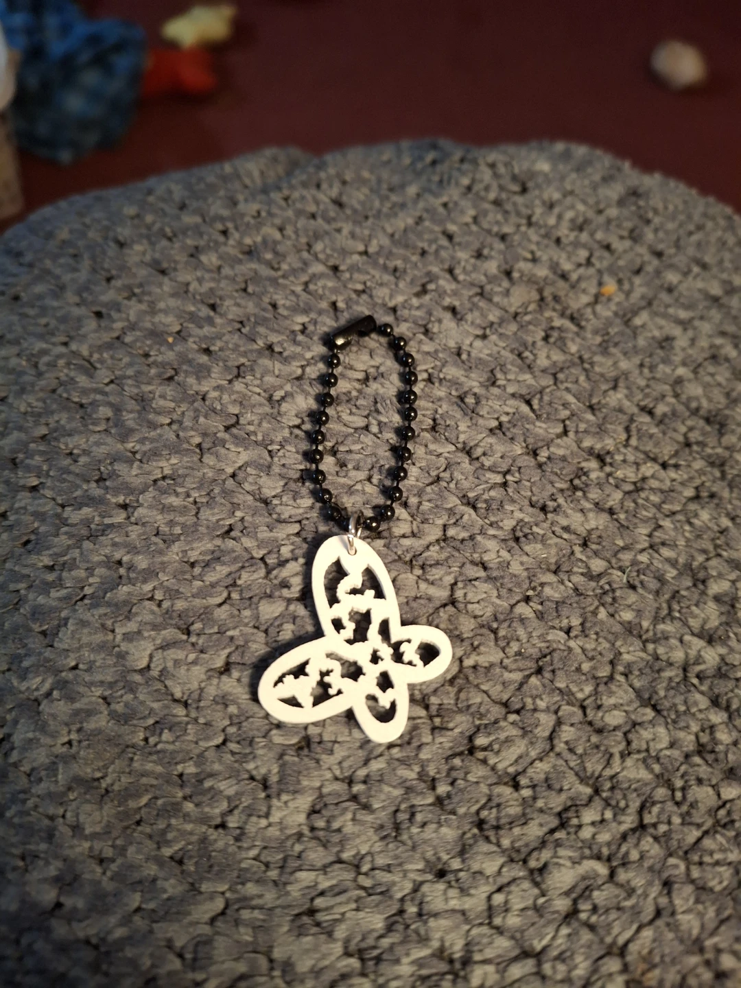 White Butterfly Charm with Beaded Keychain - photo 2