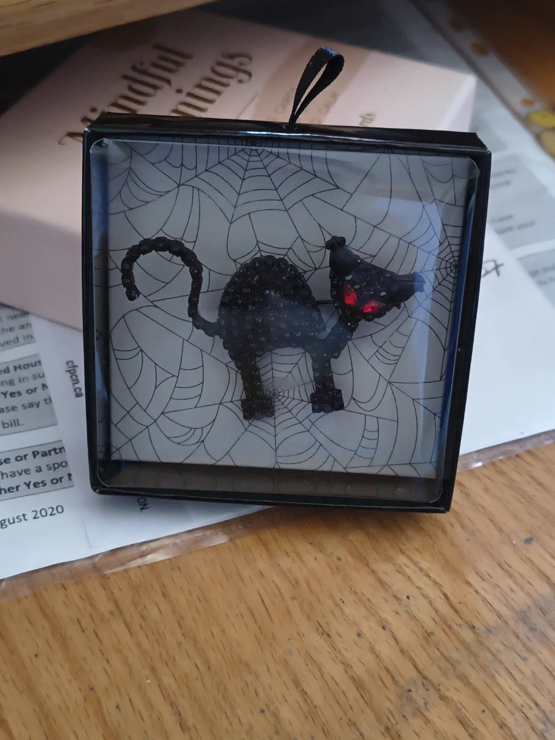 Black Cat Pin with Red Eyes