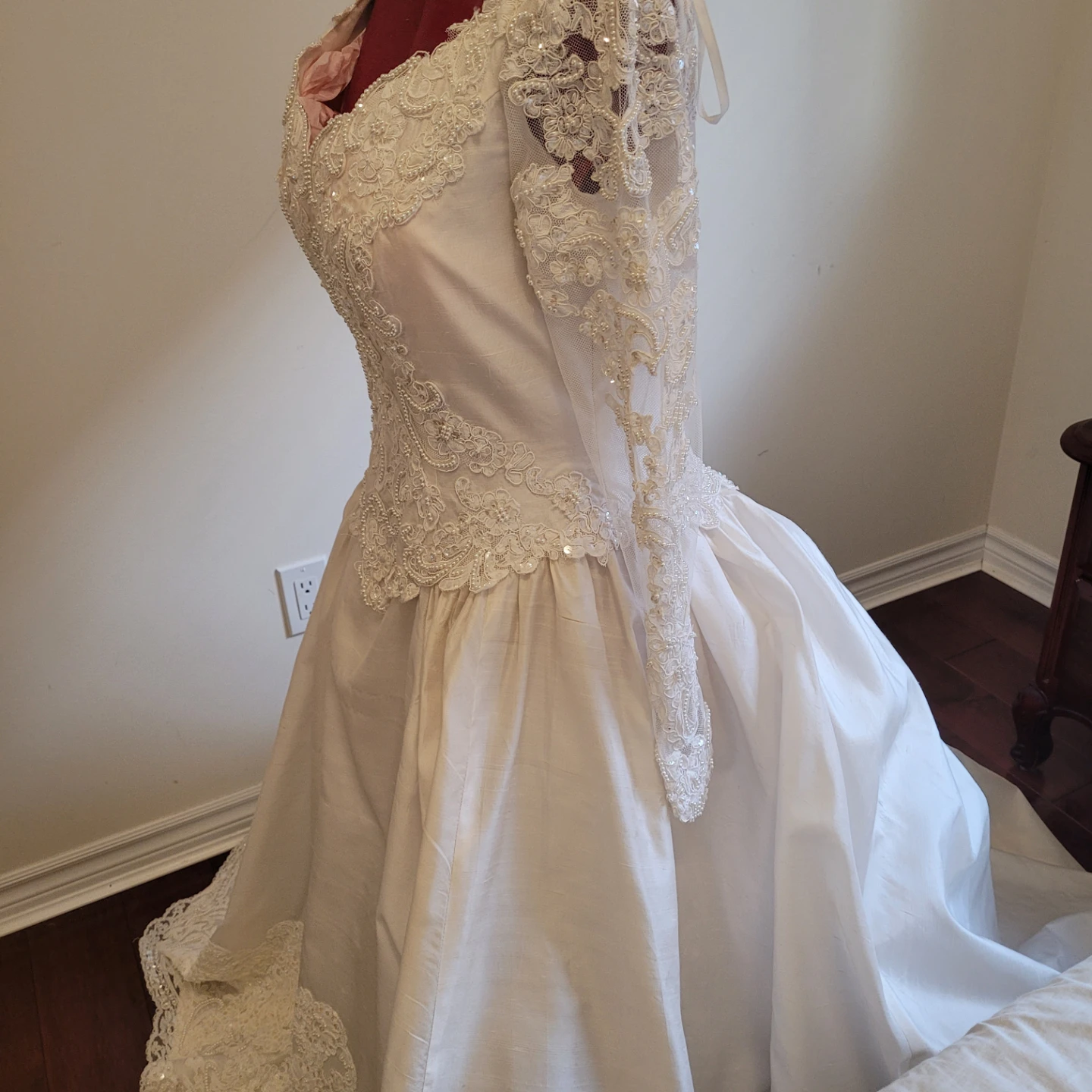 White Lace Wedding Dress with Long Sleeves
