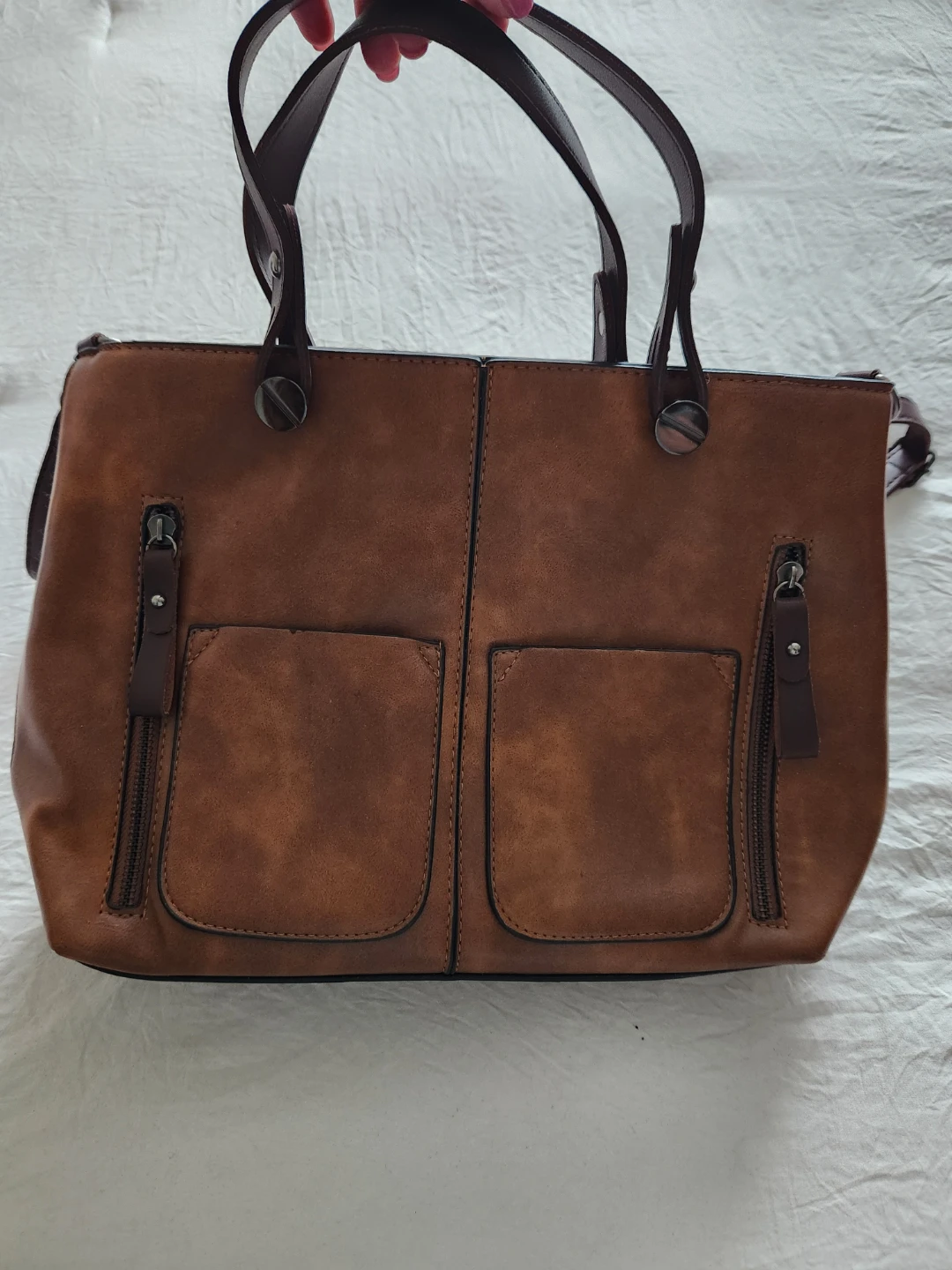 Brown Faux Leather Handbag