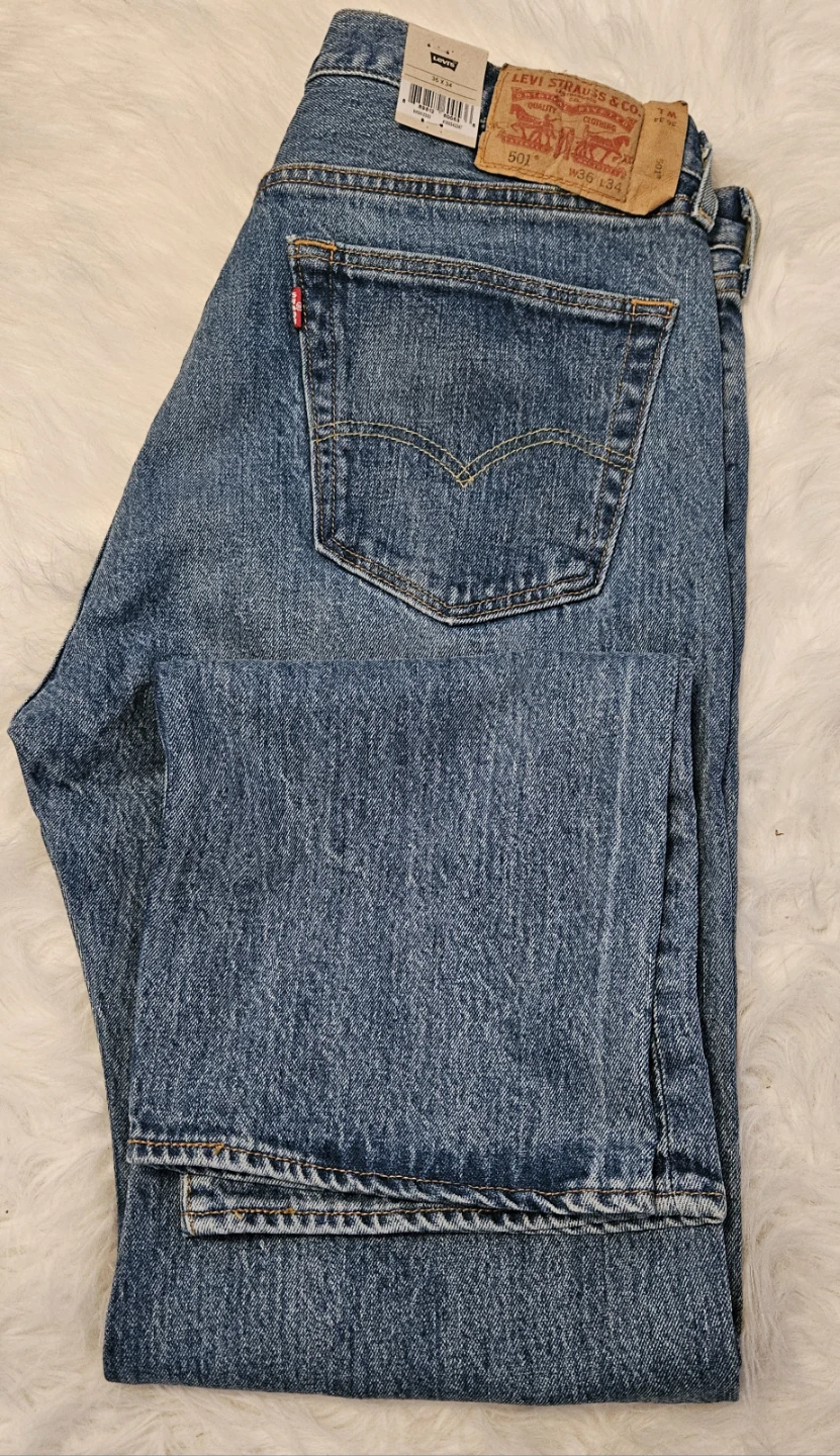 Men's Levi's 501 Original Jeans Strecth s Blue Denim Size 36x34 - photo 2