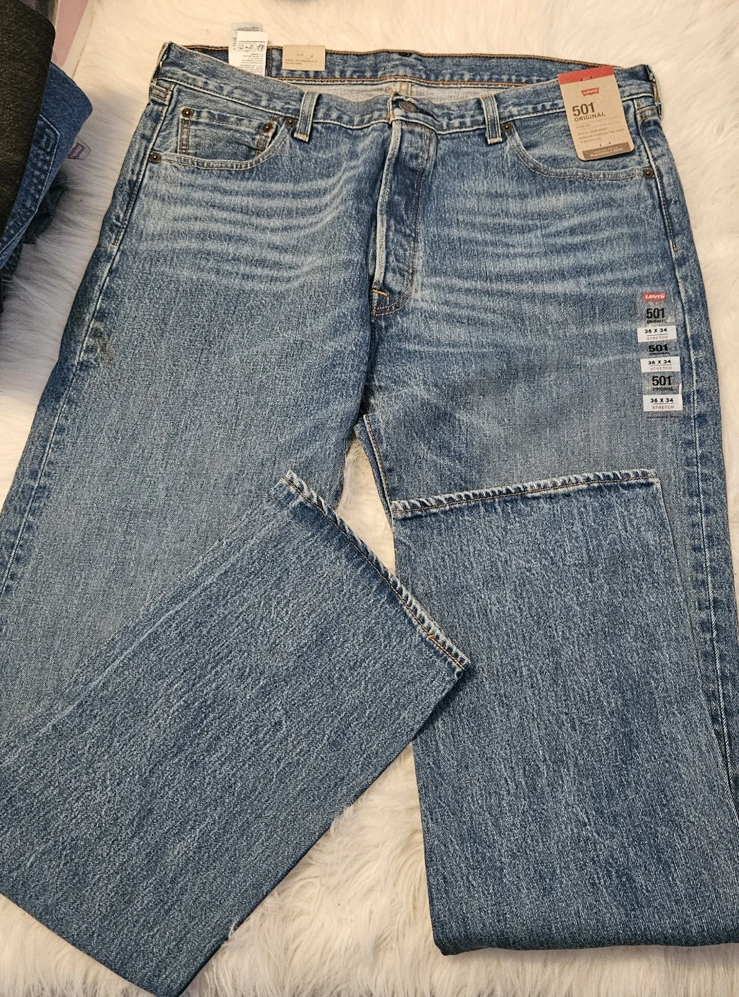 Men's Levi's 501 Original Jeans Strecth s Blue Denim Size 36x34 - photo 3