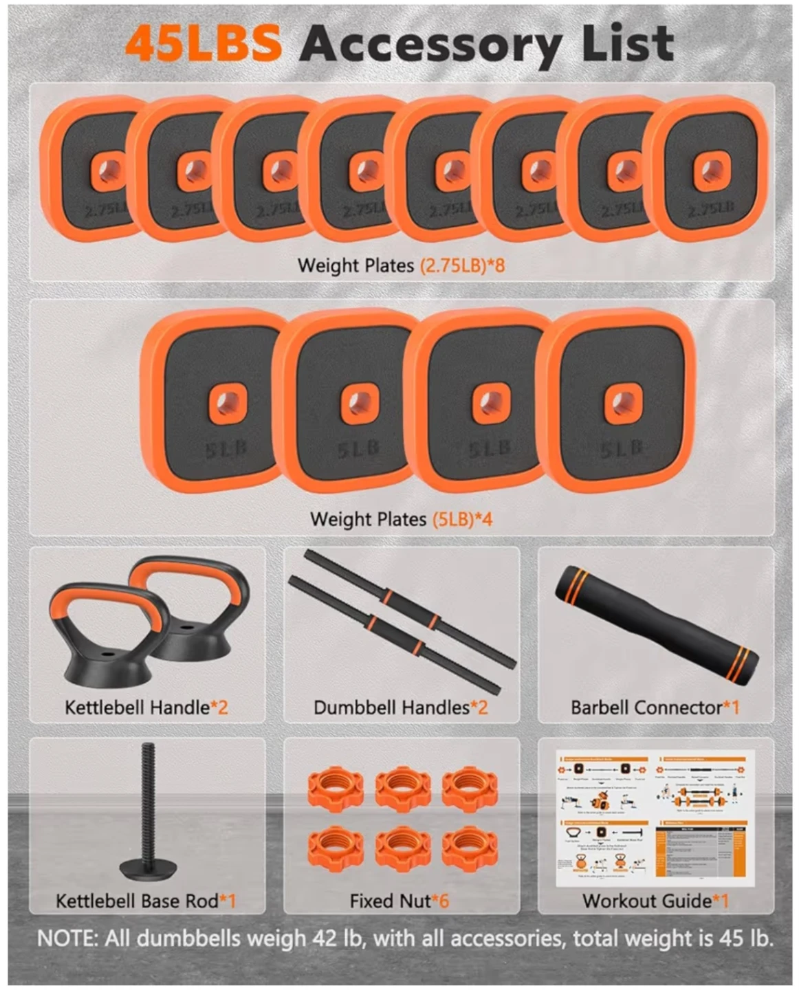 Adjustable Dumbbell Set 45 LBS