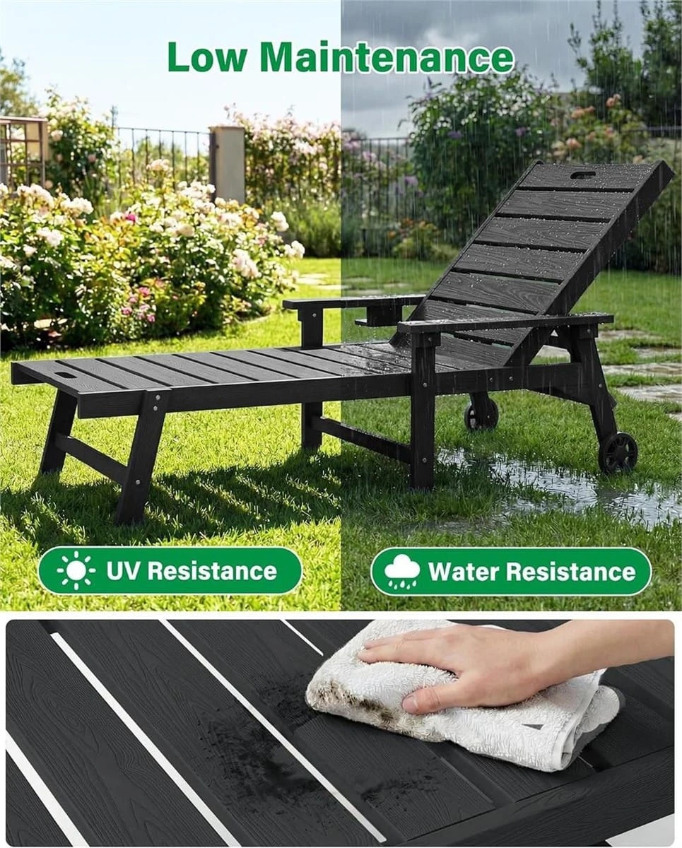 Black Outdoor Chaise Lounge Chair - photo 3