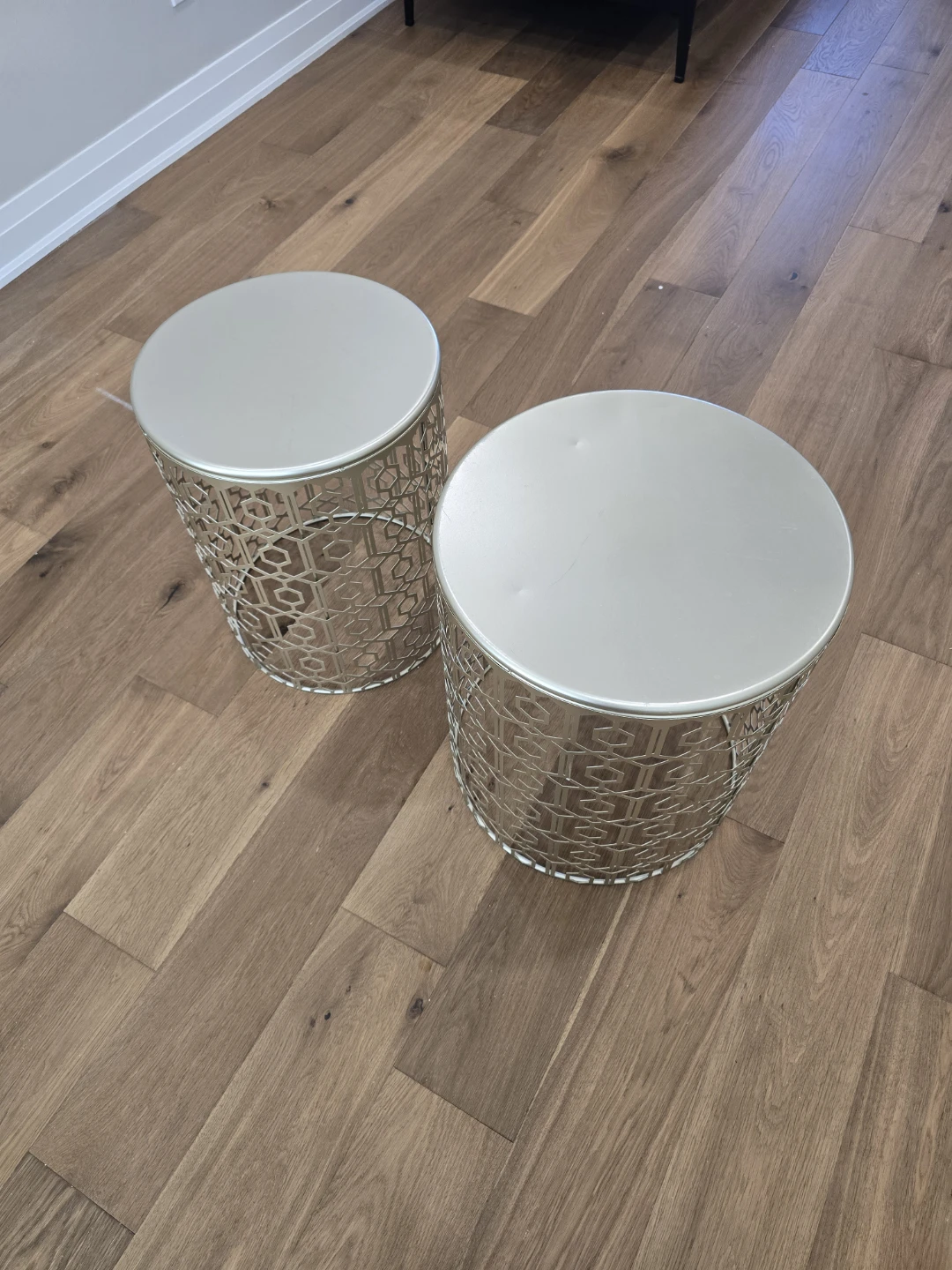 Pair of Gold Accent Tables – $40