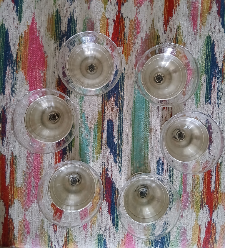 Set of 6 Sterling Silver and Glass Dessert Cups - photo 2