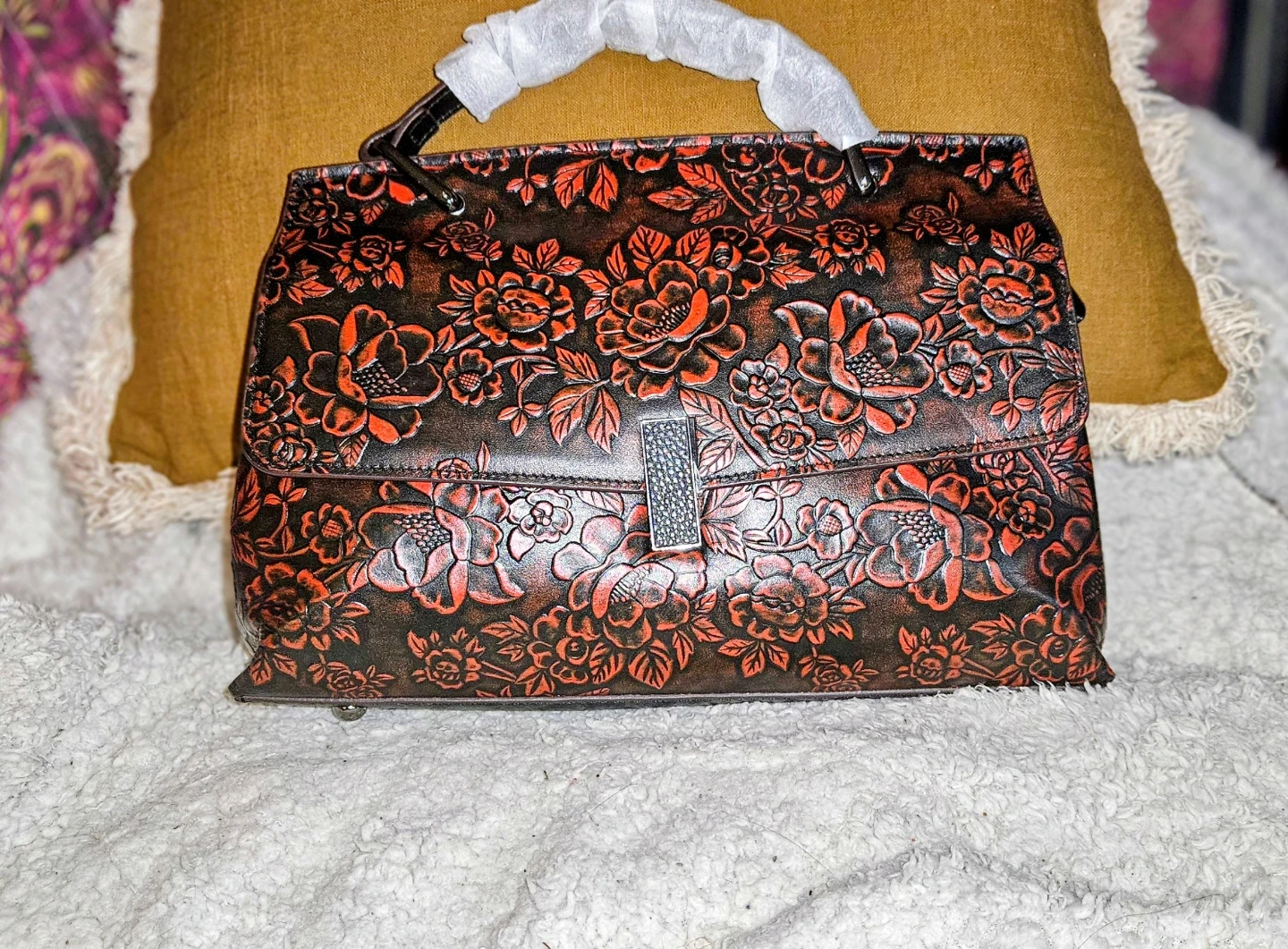 Embossed Floral Handbag