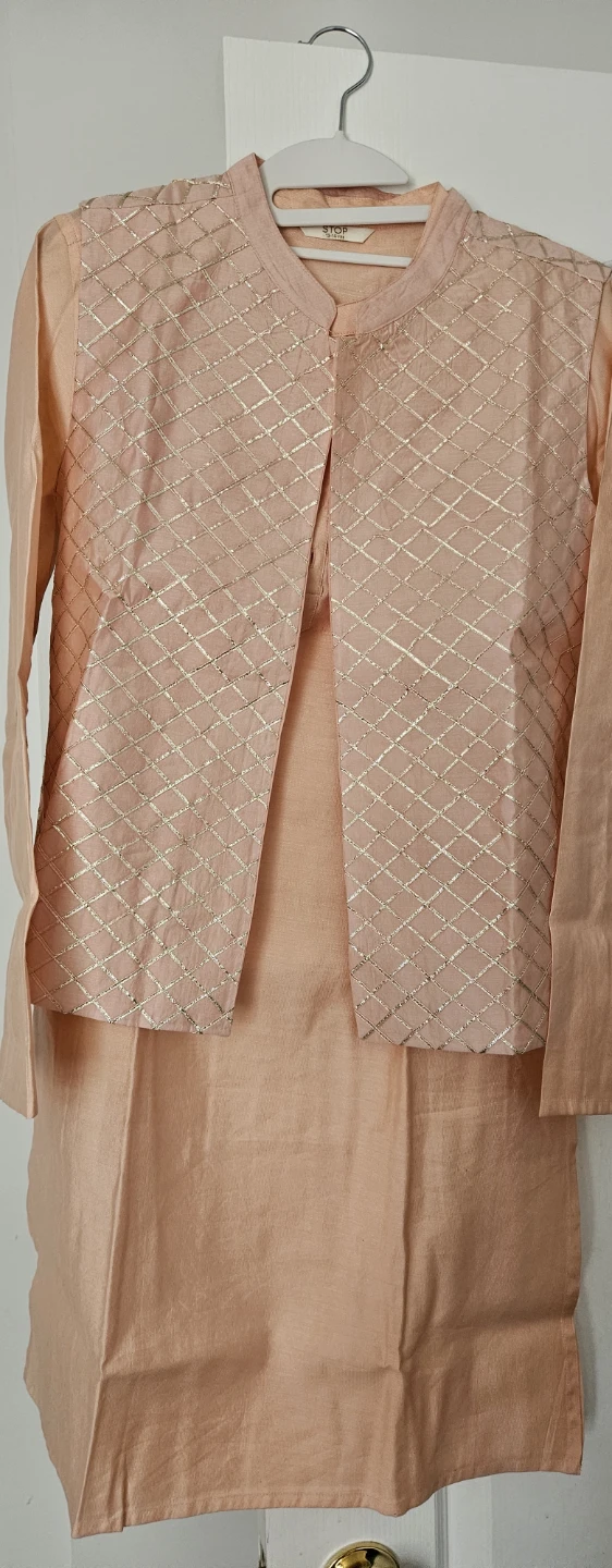 Peach Kurta Set with Waistcoat for 13 to 14 years boy