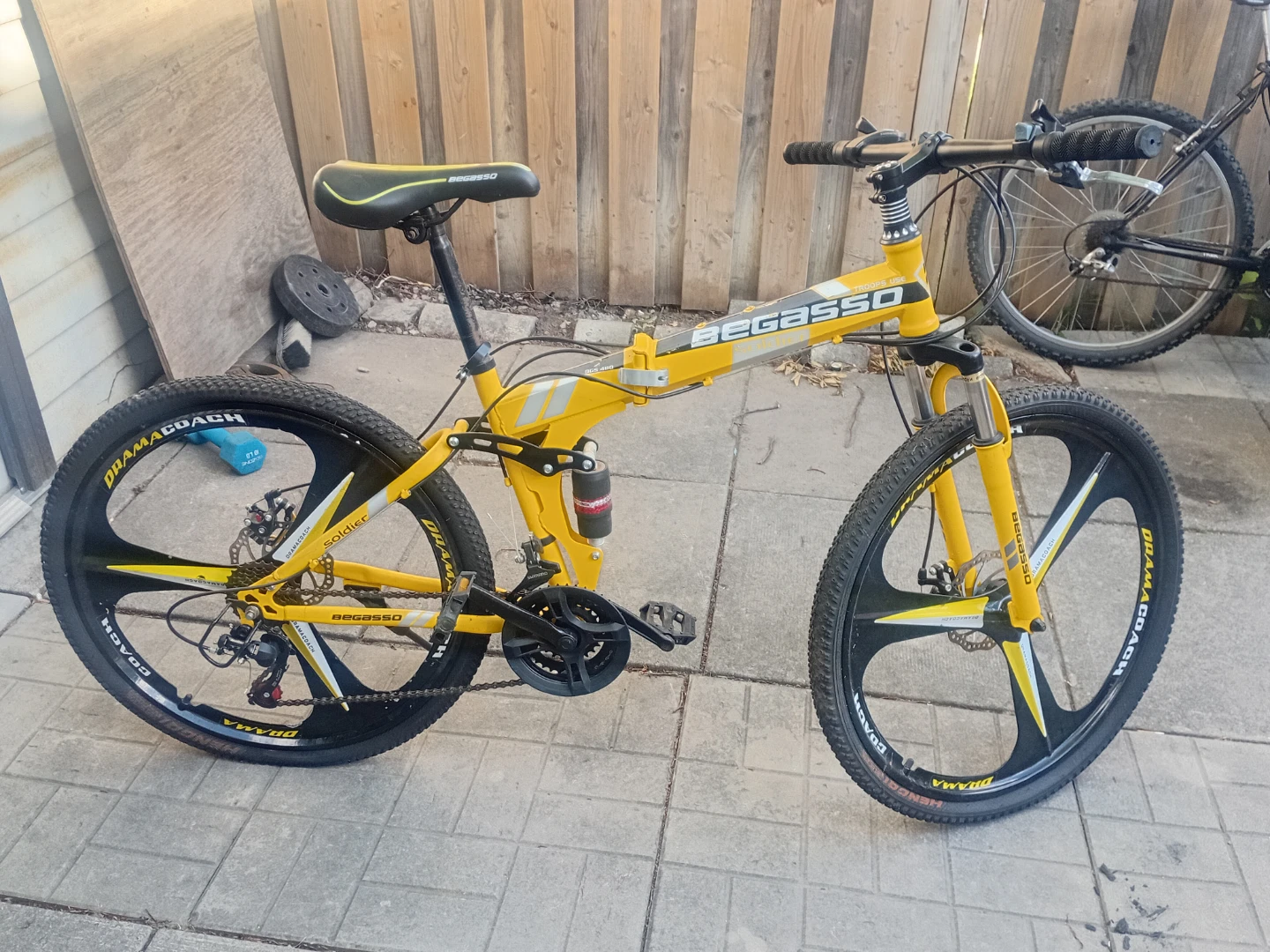 Yellow BEGASSO Folding Mountain Bike