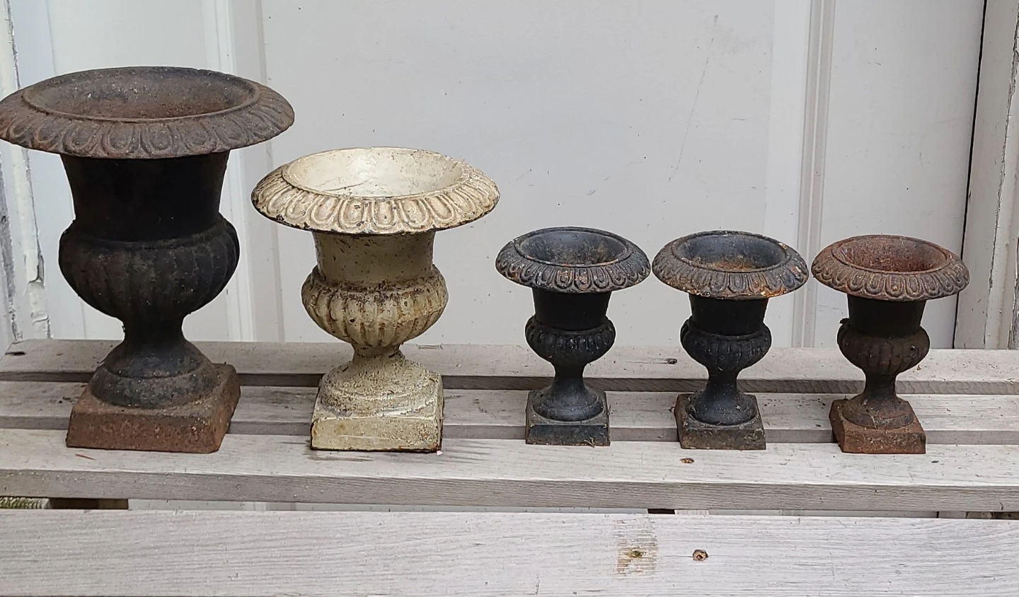$15, $25, $35 Mini Cast Iron Garden Urns Vintage - photo 2