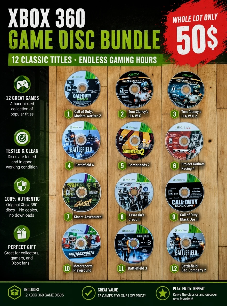 Xbox 360 Game Disc Bundle - 12 Classic Titles