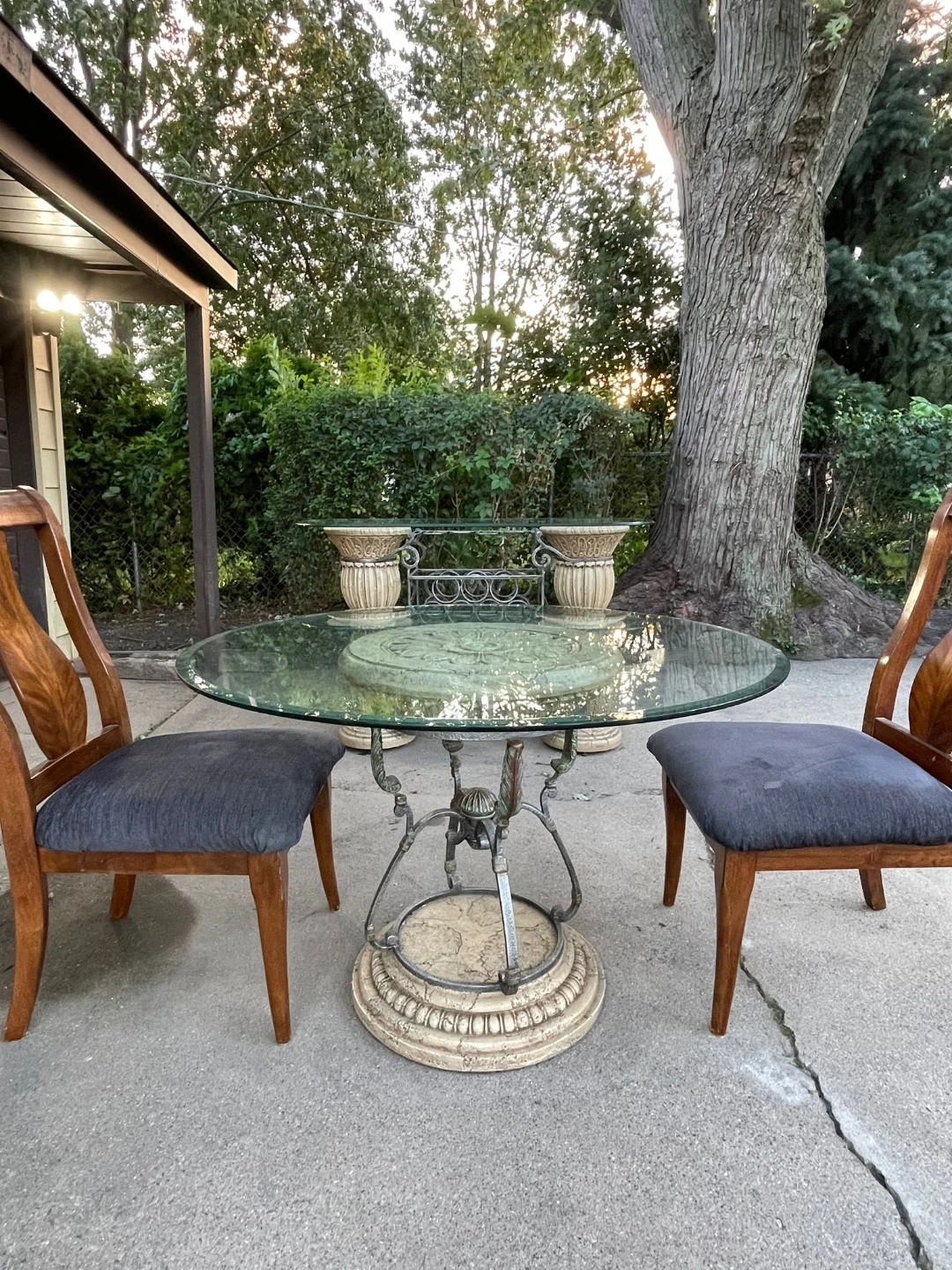 Vintage Accent Table Set with Glass Top - photo 3