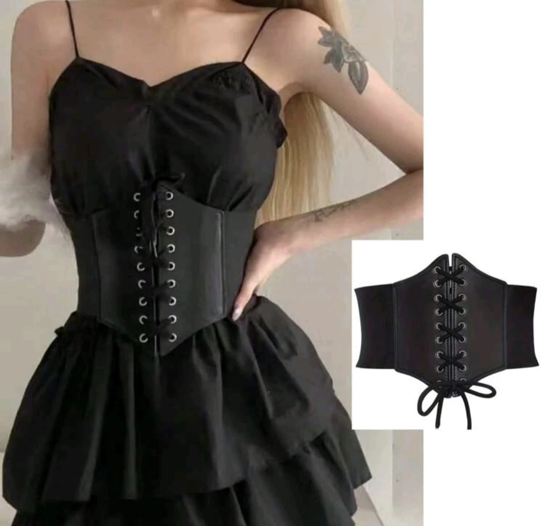 Wide Elastic Waist Band Tie-Up Waist Vintage