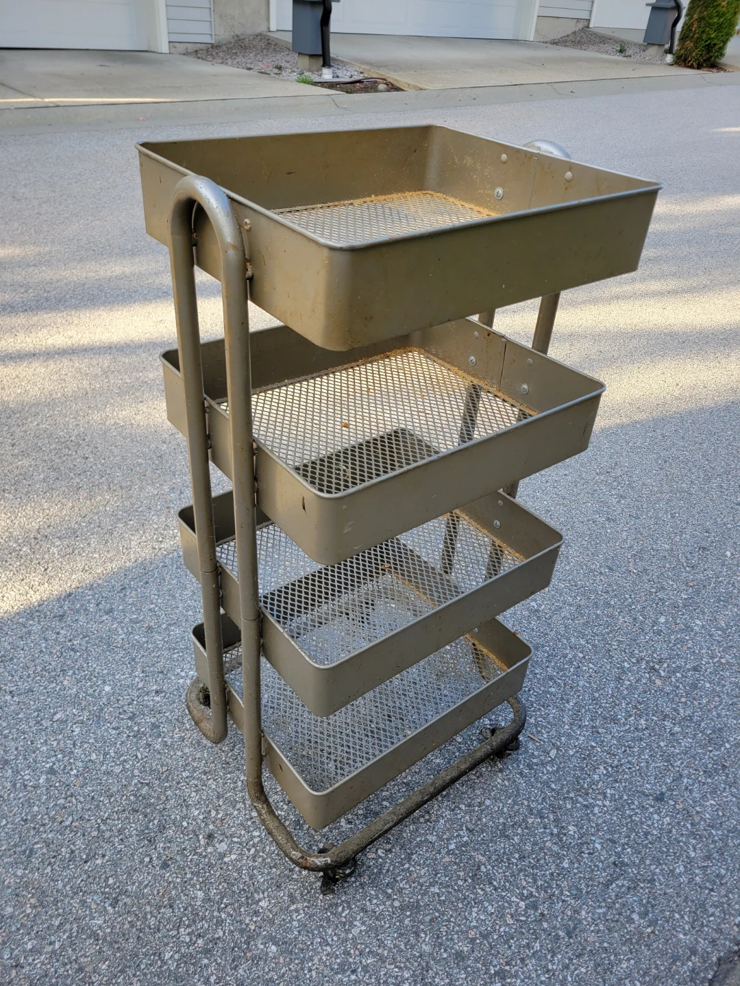 Vintage 4-Tier Metal Rolling Utility Cart