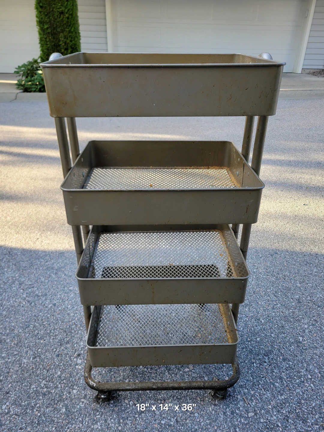 Vintage 4-Tier Metal Rolling Utility Cart - photo 2