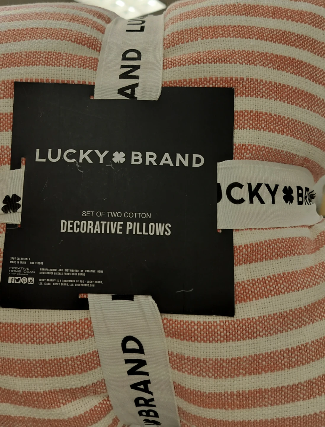 Lucky Brand Set of Two Cotton Decorative Pillows - Stripe - photo 3