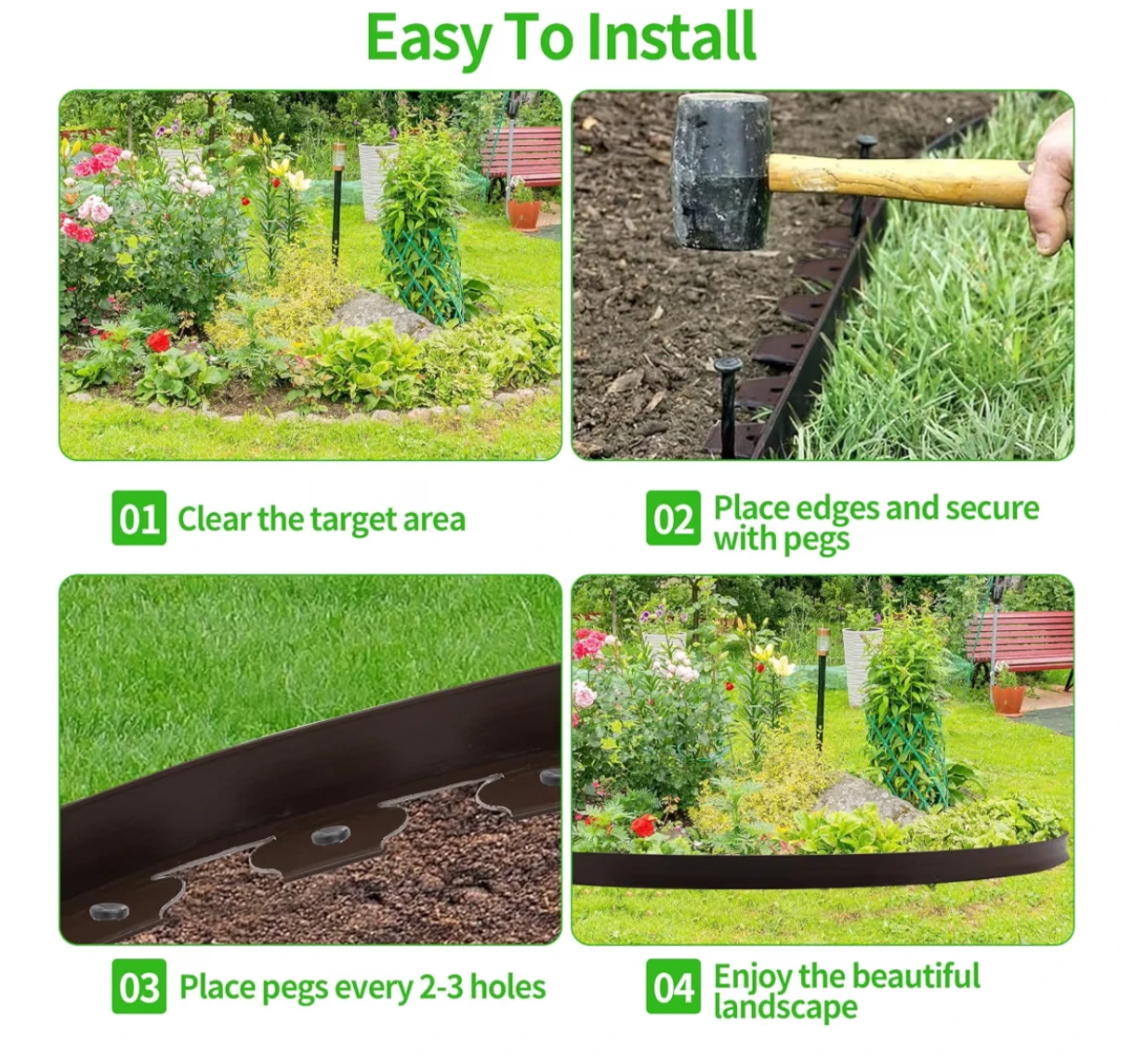 2IN x 33FT Garden Edging Border Coil with 30 Pcs Spikes - photo 5