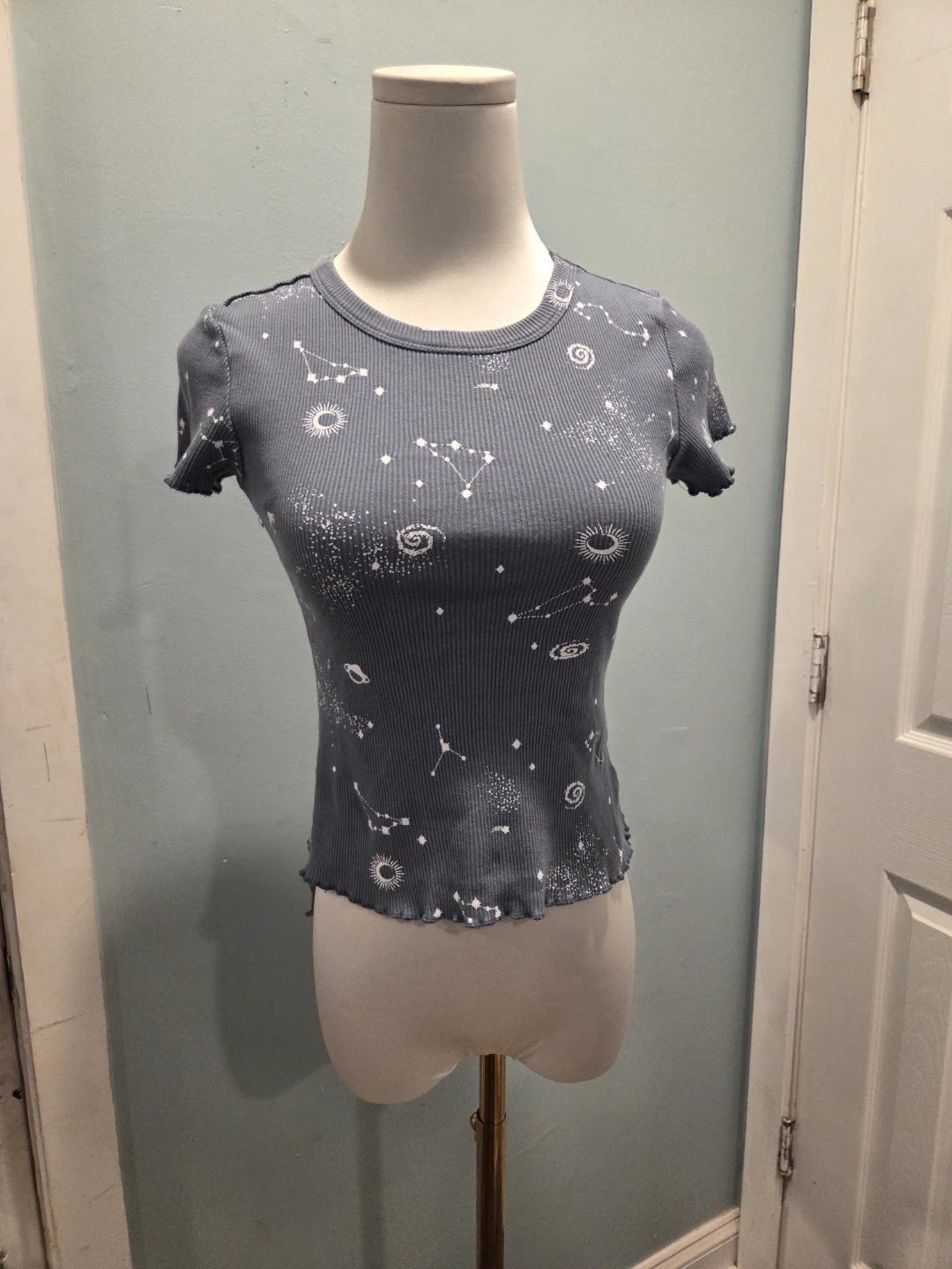 Mighty Fine Celestial Print Ribbed T-Shirt XS