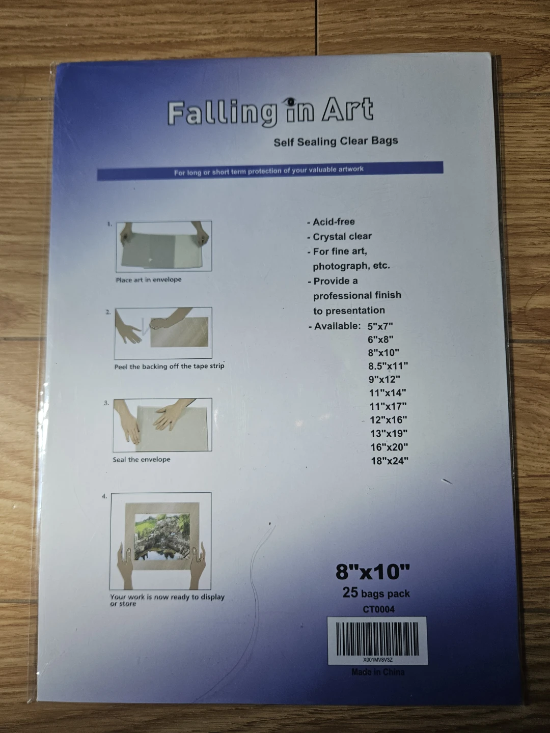 Falling in Art Self Sealing Clear Bags 8"x10" - 25 Pack(×14)