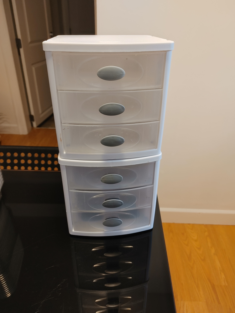 White Plastic Organizer Drawer Unit
