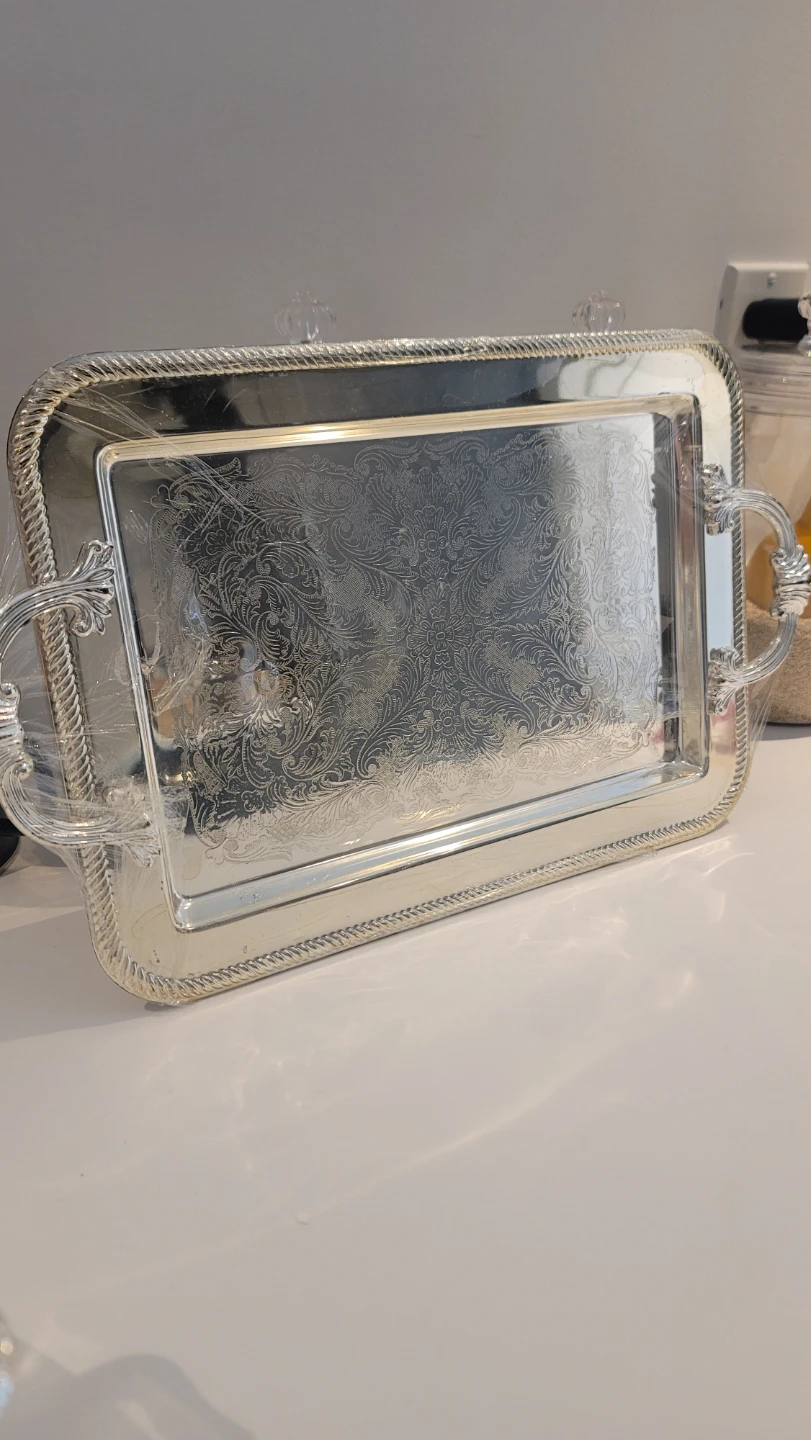 Silver Serving Tray with Handles