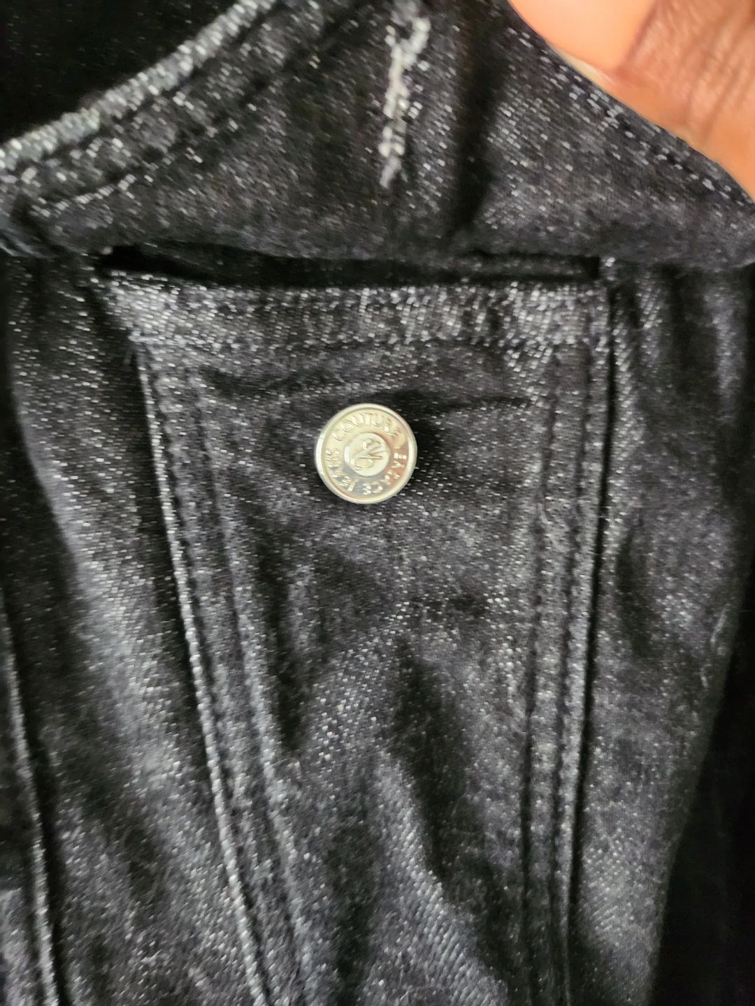 Versace Jeans Couture Black Denim Jacket with Rhinestones Size S - photo 3
