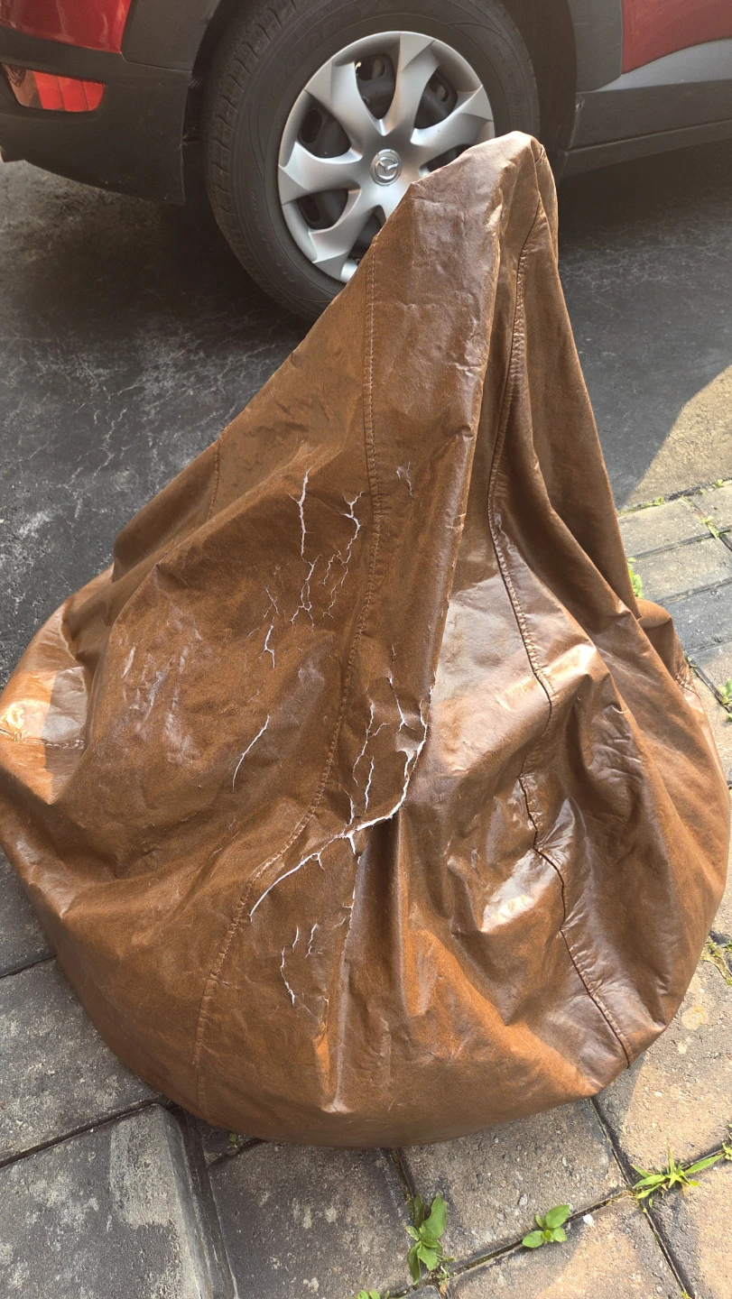 Large Brown Faux Leather Bean Bag Chair - photo 2