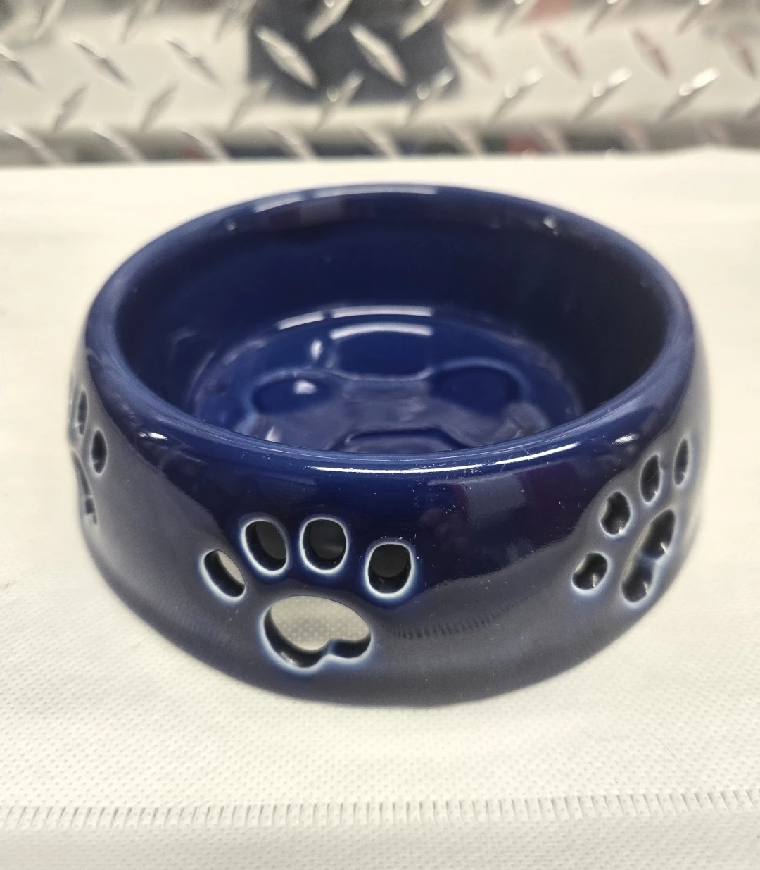 Ceramic Navy Blue Slow Feeder Pet Bowl – 5" - photo 2