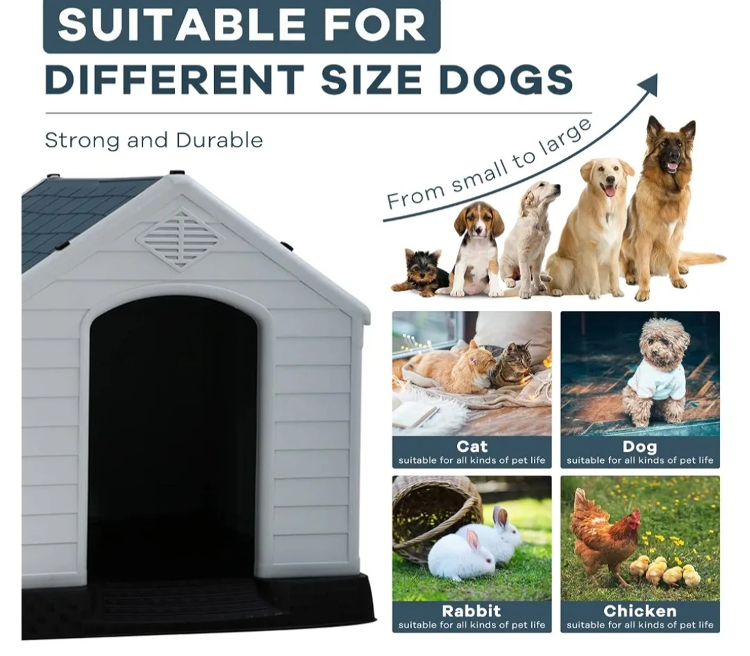 Plastic Dog House - White/Blue