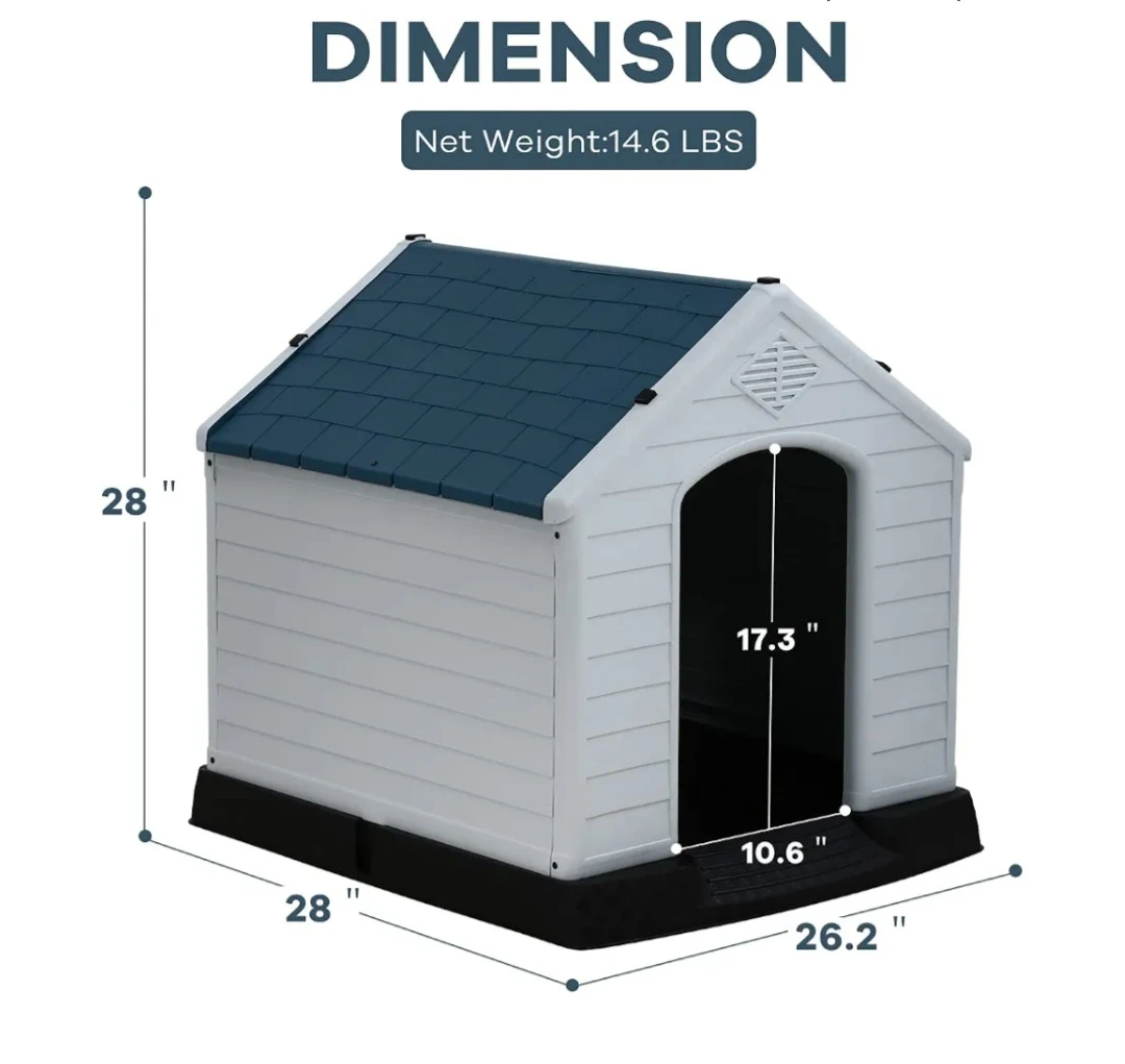 Plastic Dog House - White/Blue - photo 2