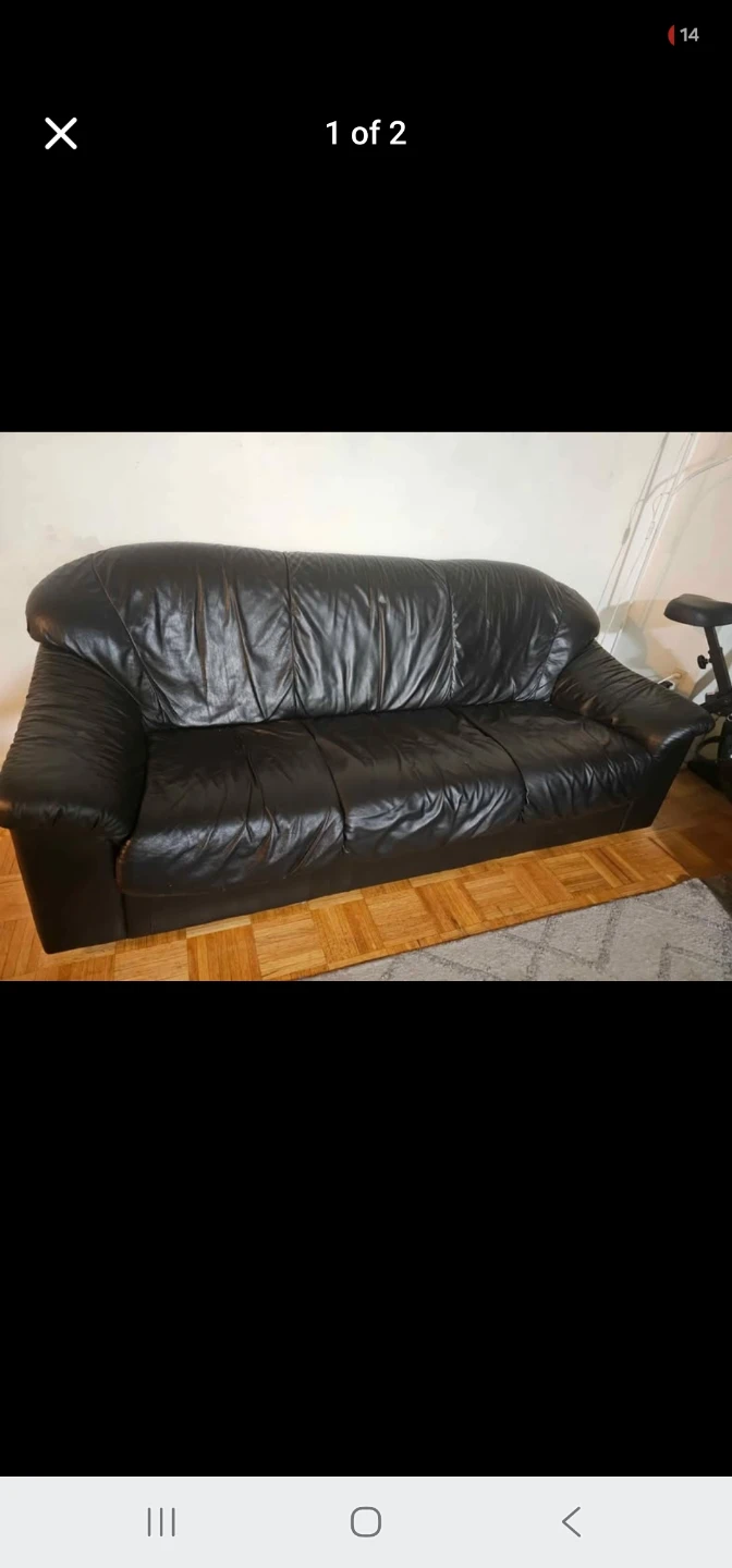 Black Leather Sofa - photo 2