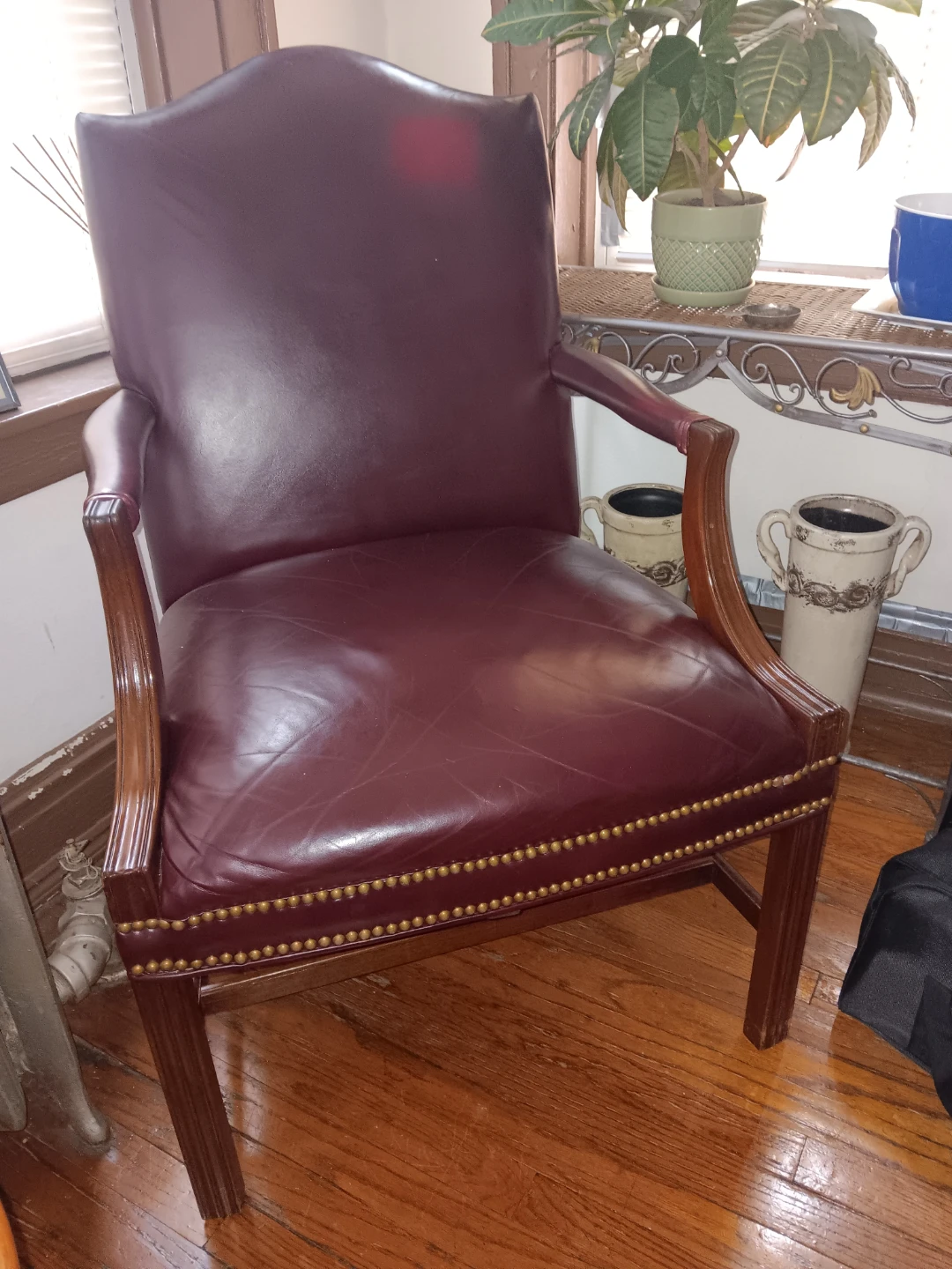 Maroon Leather Armchair