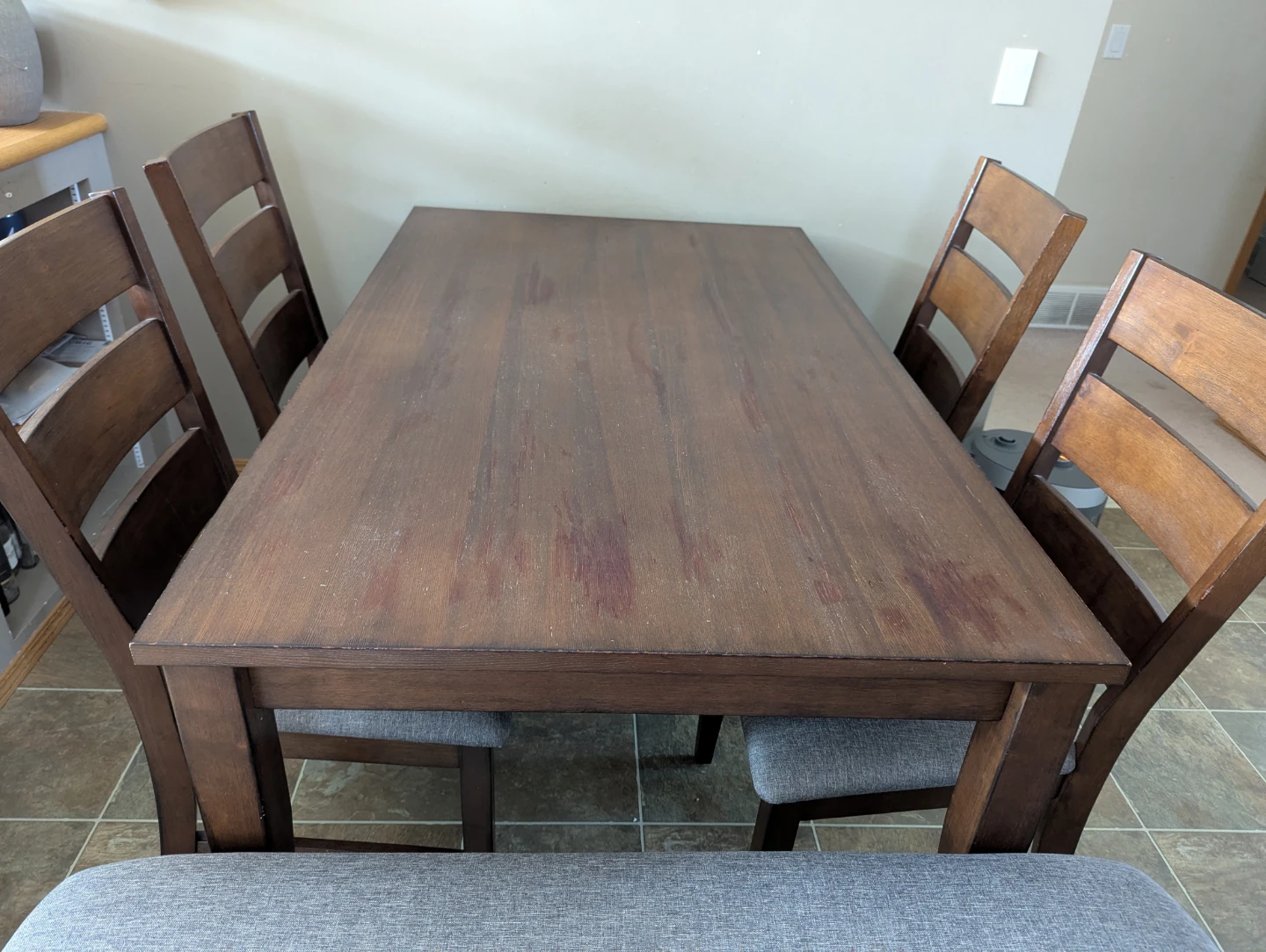 Wooden Dining Table with 4 Chairs and Bench - photo 2