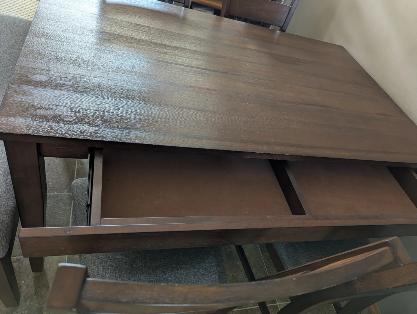 Wooden Dining Table with 4 Chairs and Bench - photo 3