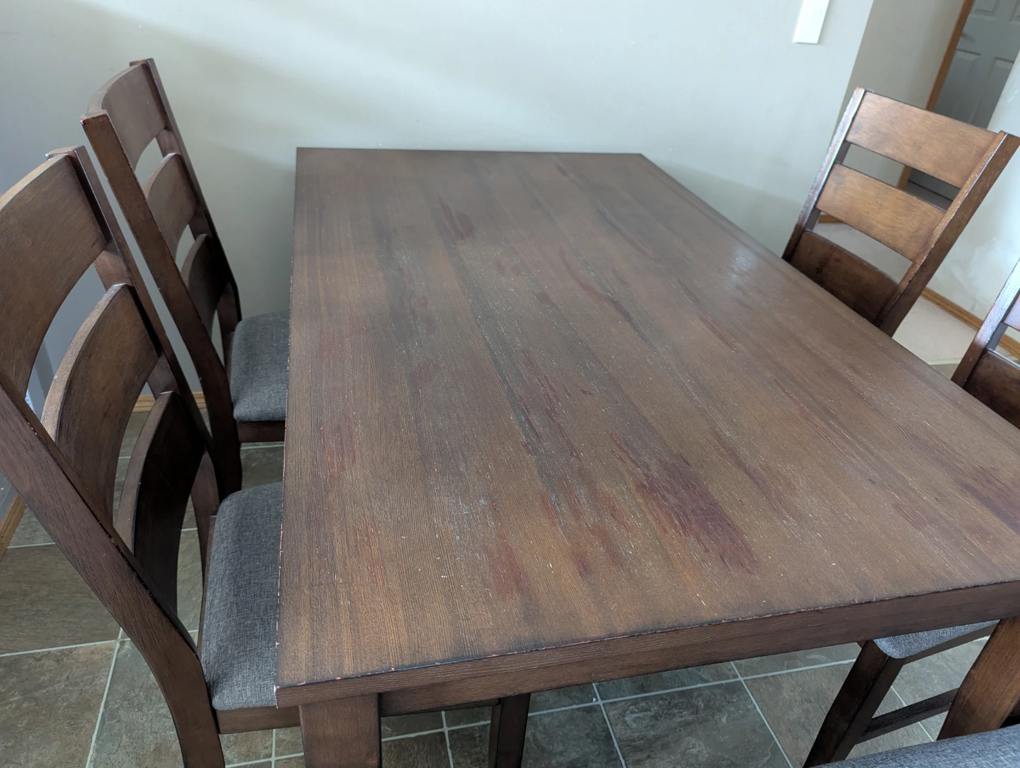 Wooden Dining Table with 4 Chairs and Bench - photo 5