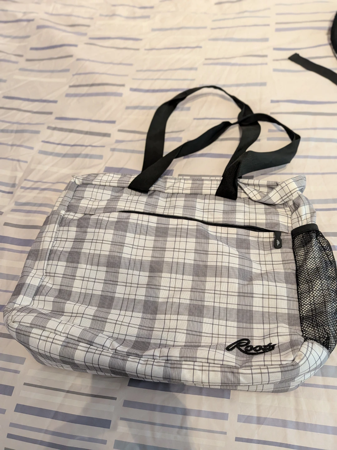 Roots Plaid Tote Laptop Bag