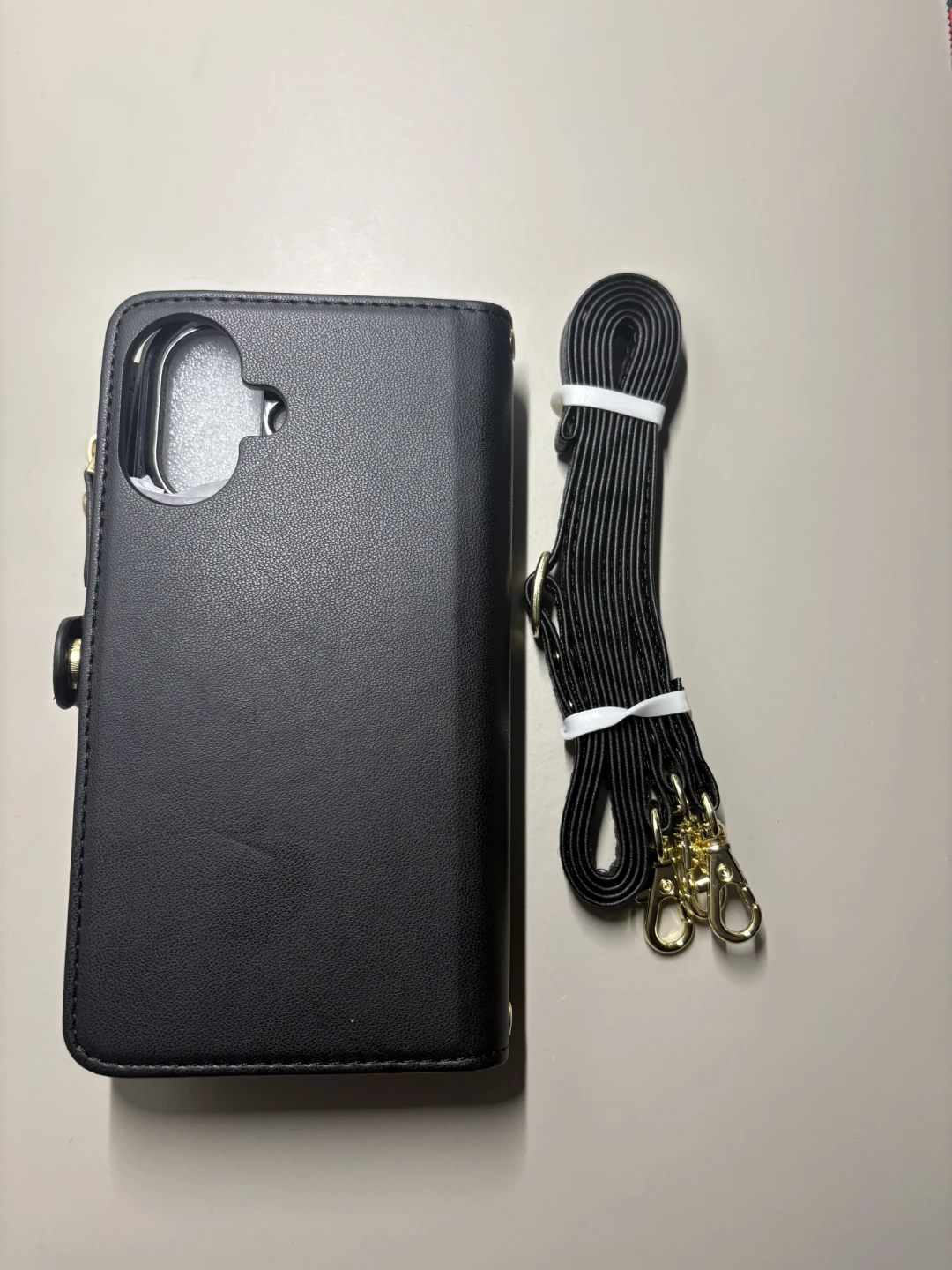 Black Wallet iPhone16 Case with Detachable Strap - photo 2