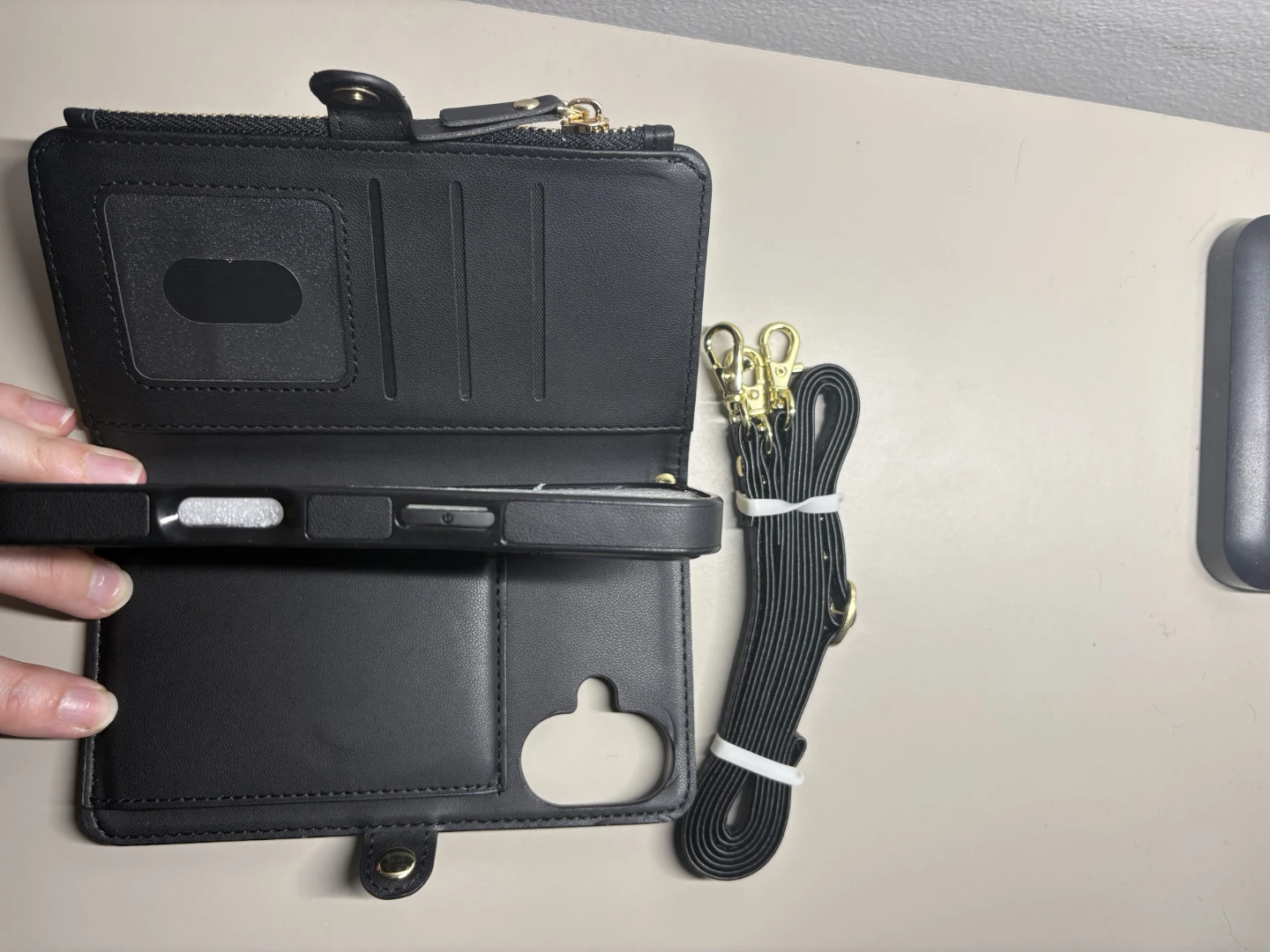 Black Wallet iPhone16 Case with Detachable Strap - photo 5
