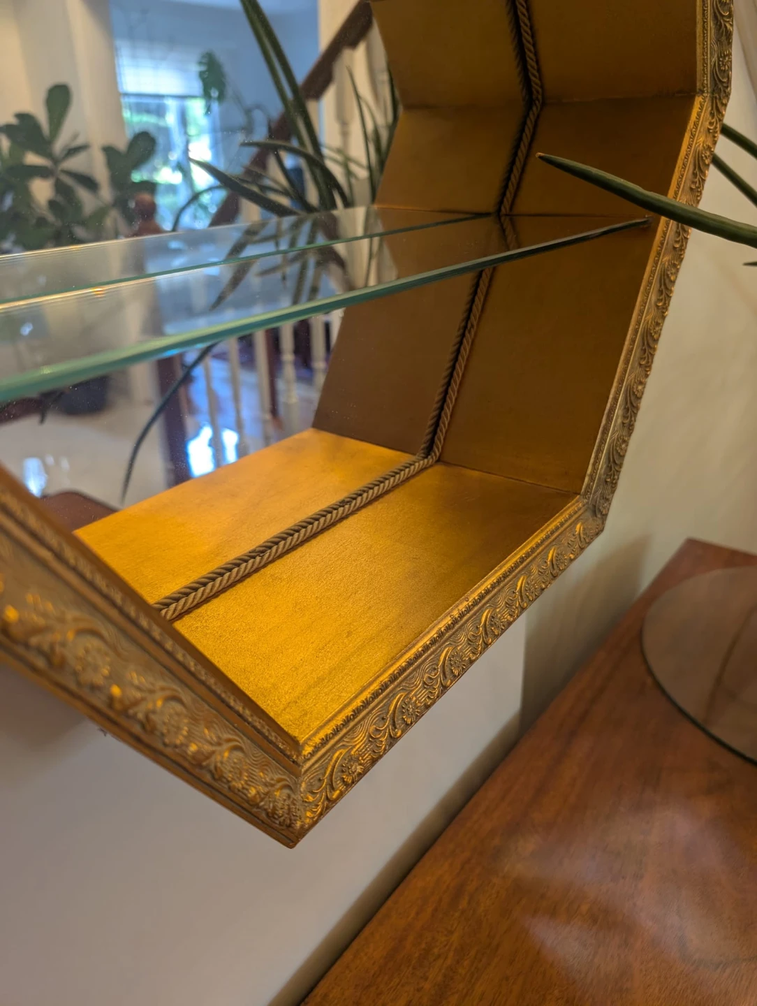 Gold Hexagon Wall Shelf with Mirror Back - photo 4