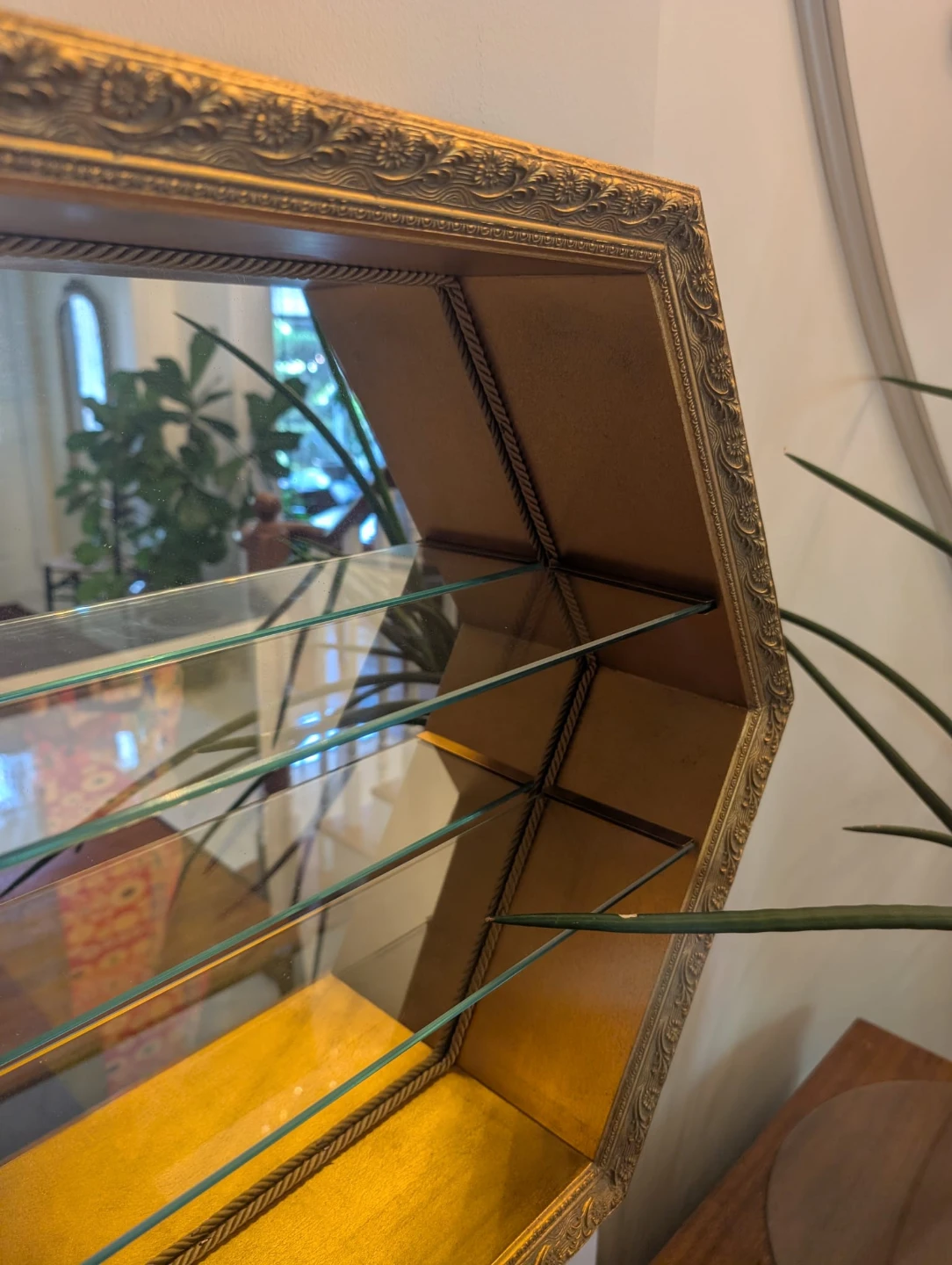 Gold Hexagon Wall Shelf with Mirror Back - photo 5