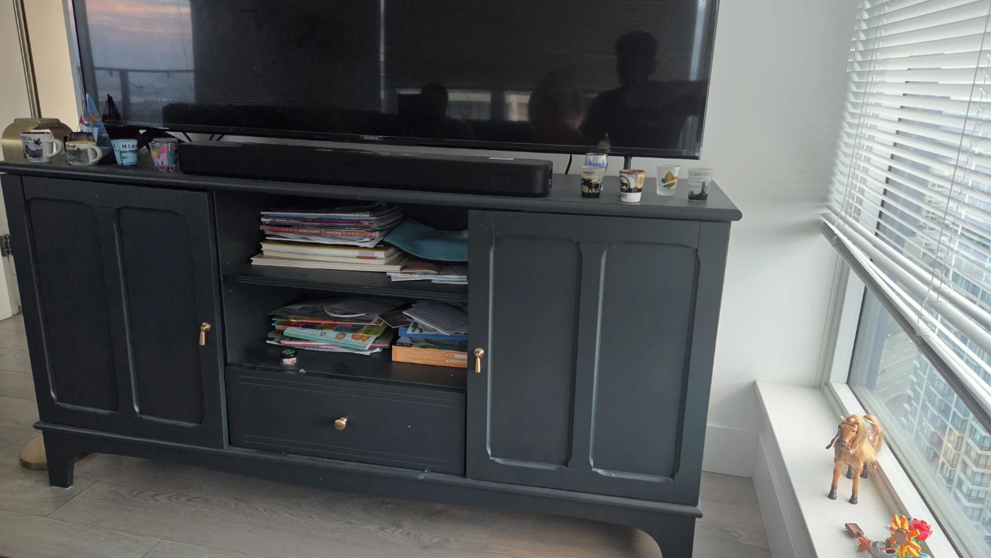 Green TV Console with Storage