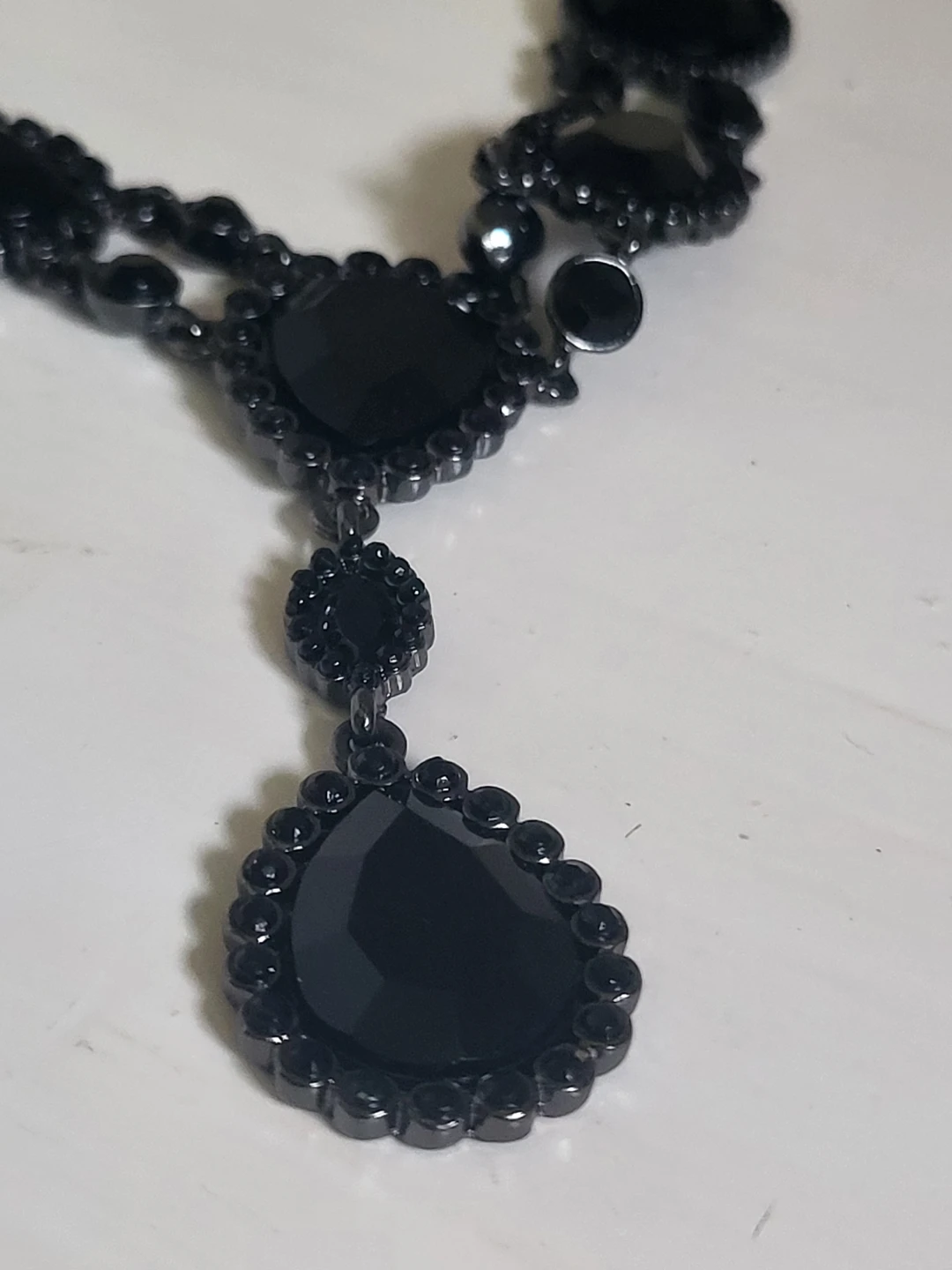 Black Gemstone Necklace and Earring Set - photo 2