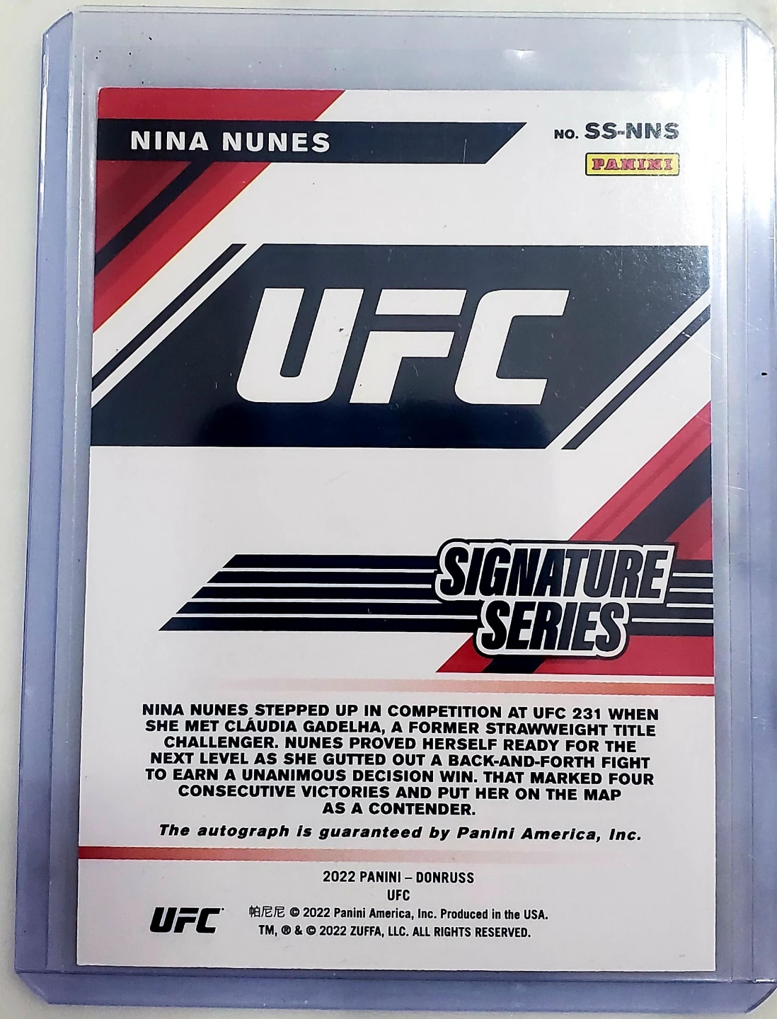 Nina Nunes Signature Series autograph card - photo 2