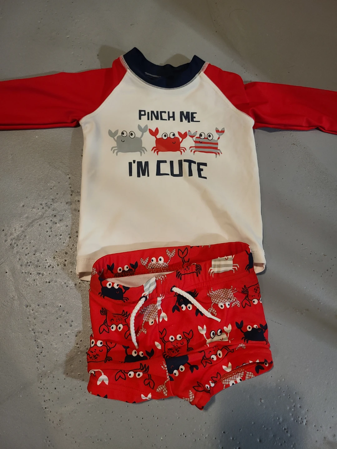 Koala Kids Baby Crab Rash Guard and Swim Trunks Set