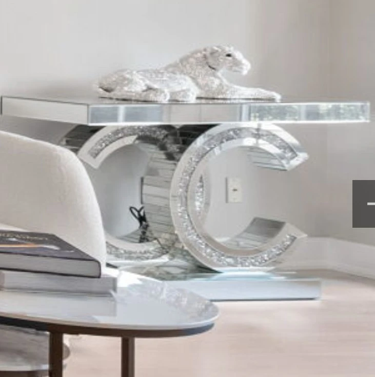 Mirrored Console Table with Crystal Accents - photo 2