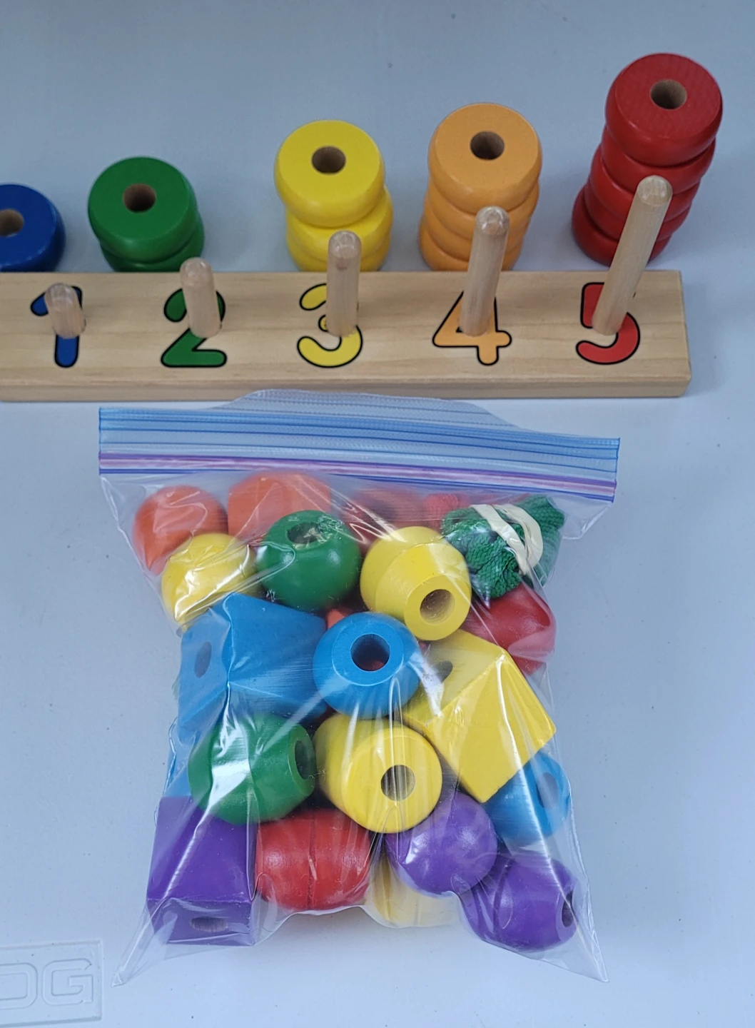 Wooden Counting Beads and Stacker Toy