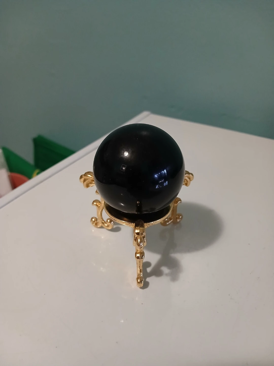 Black Crystal Ball with Pentacle and Triple Moon Stand - photo 2