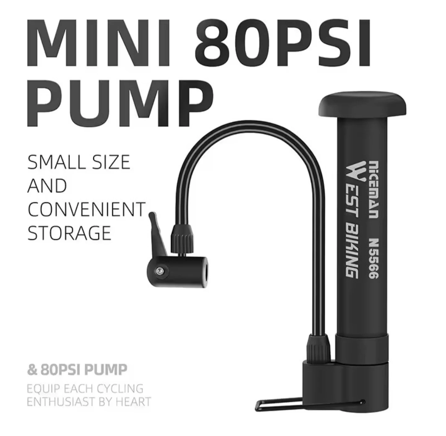 West Biking Mini Bike Pump 80PSI